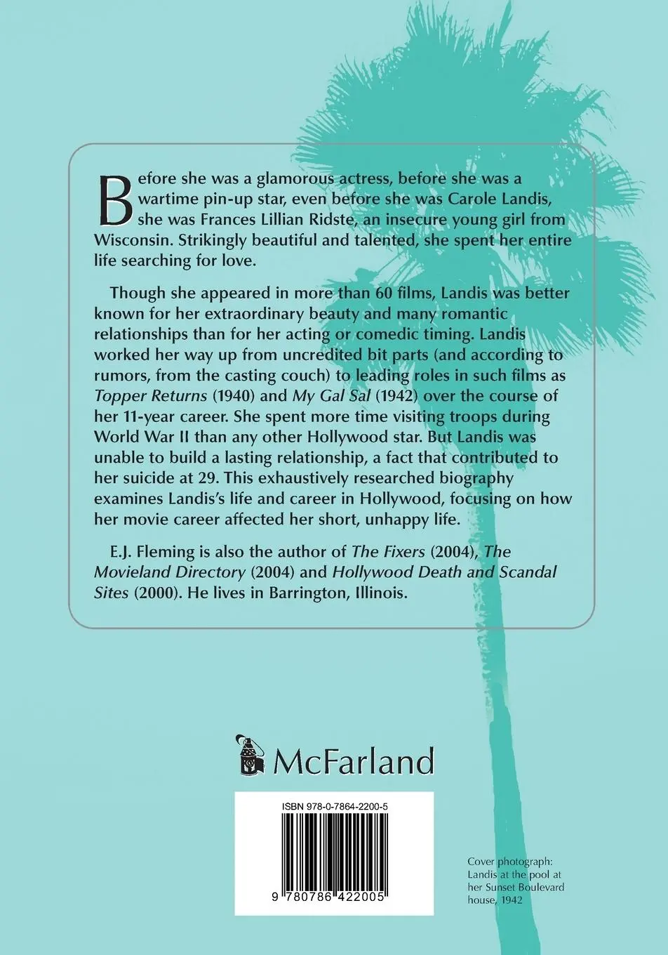 Rückseite: 9780786422005 | Carole Landis | A Tragic Life in Hollywood | E. J. Fleming | Buch