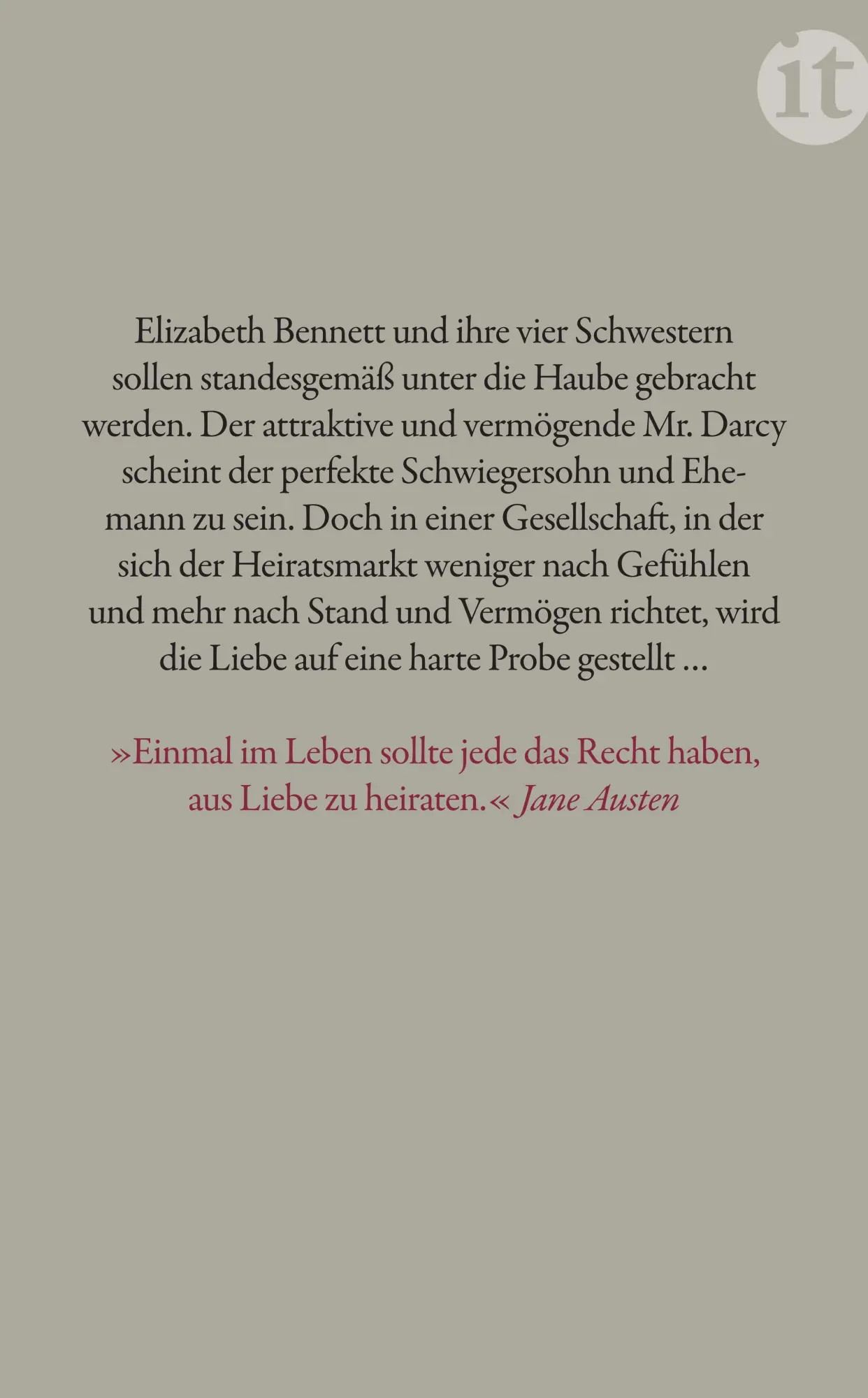 Rückseite: 9783458362005 | Stolz und Vorurteil | Jane Austen | Taschenbuch | 371 S. | Deutsch