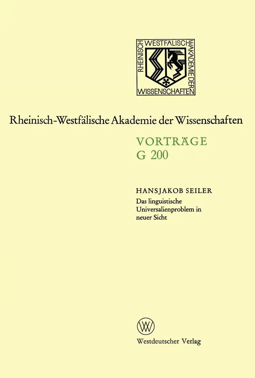Cover: 9783531072005 | Das linguistische Universalienproblem in neuer Sicht | Seiler | Buch