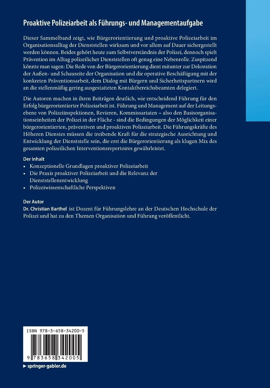 Rückseite: 9783658342005 | Proaktive Polizeiarbeit als Führungs- und Managementaufgabe | Barthel