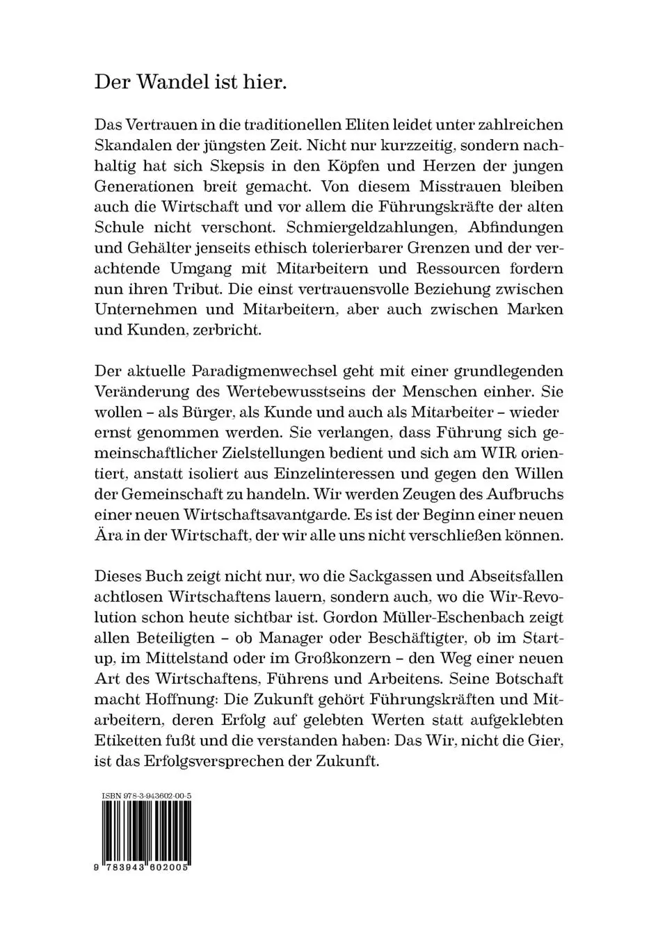 Rückseite: 9783943602005 | Wir statt Gier | Aufbruch in eine neue Ära der Wirtschaft | Buch