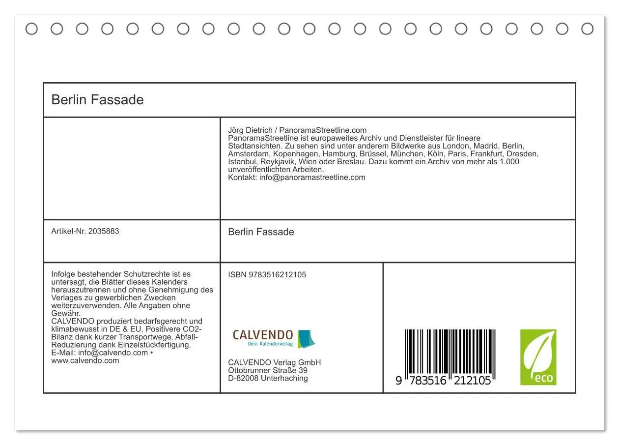 Bild: 9783516212105 | Berlin Fassade (Tischkalender 2026 DIN A5 quer), CALVENDO...