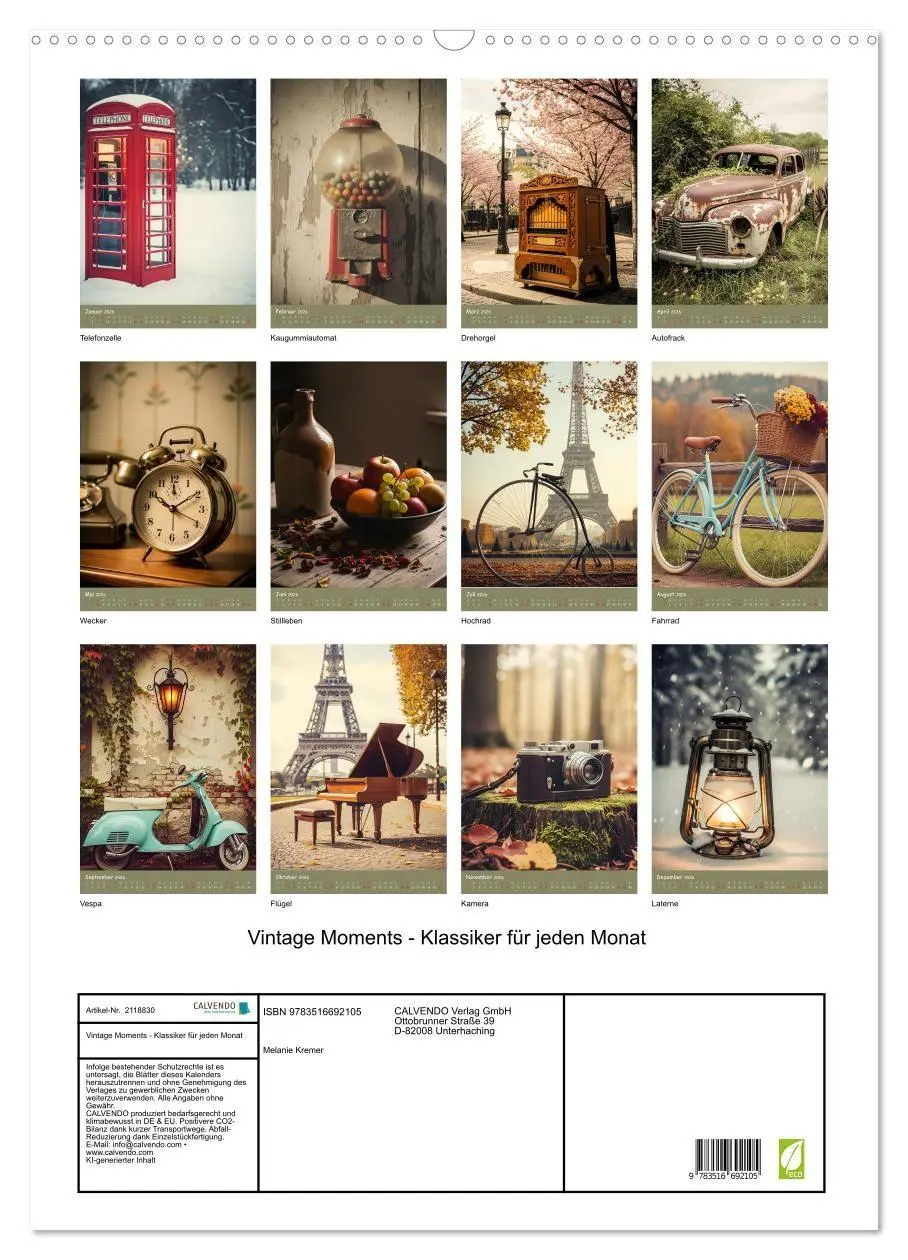 Bild: 9783516692105 | Vintage Moments - Klassiker für jeden Monat (Wandkalender 2026 DIN...