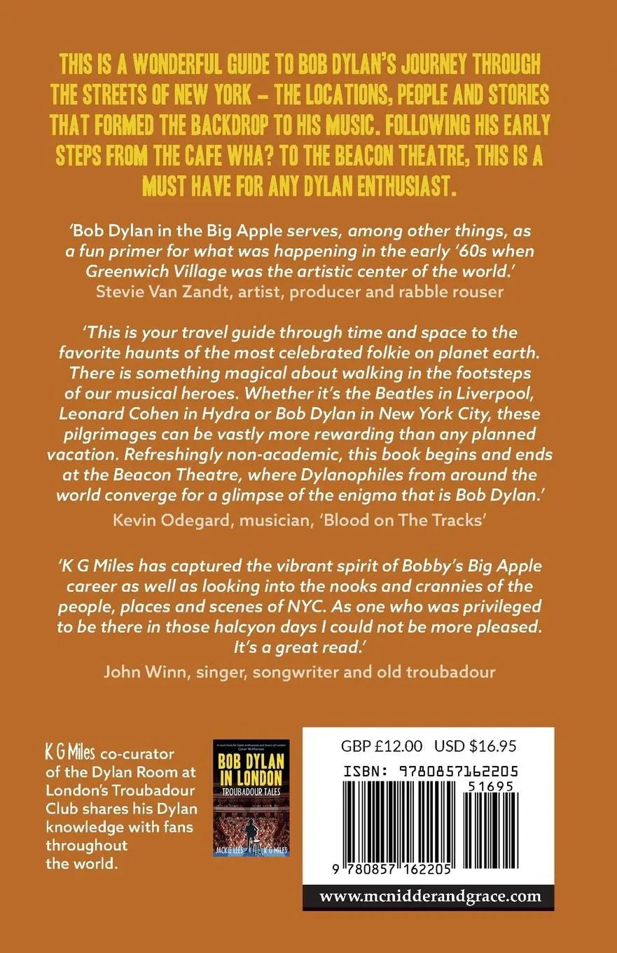 Rückseite: 9780857162205 | Bob Dylan in the Big Apple | Troubadour Tales of New York | K G Miles