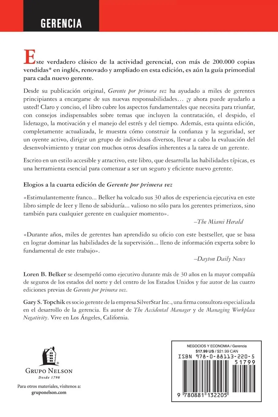 Rückseite: 9780881132205 | Gerente Por Primera Vez | Loren B. Belker (u. a.) | Taschenbuch | 2007