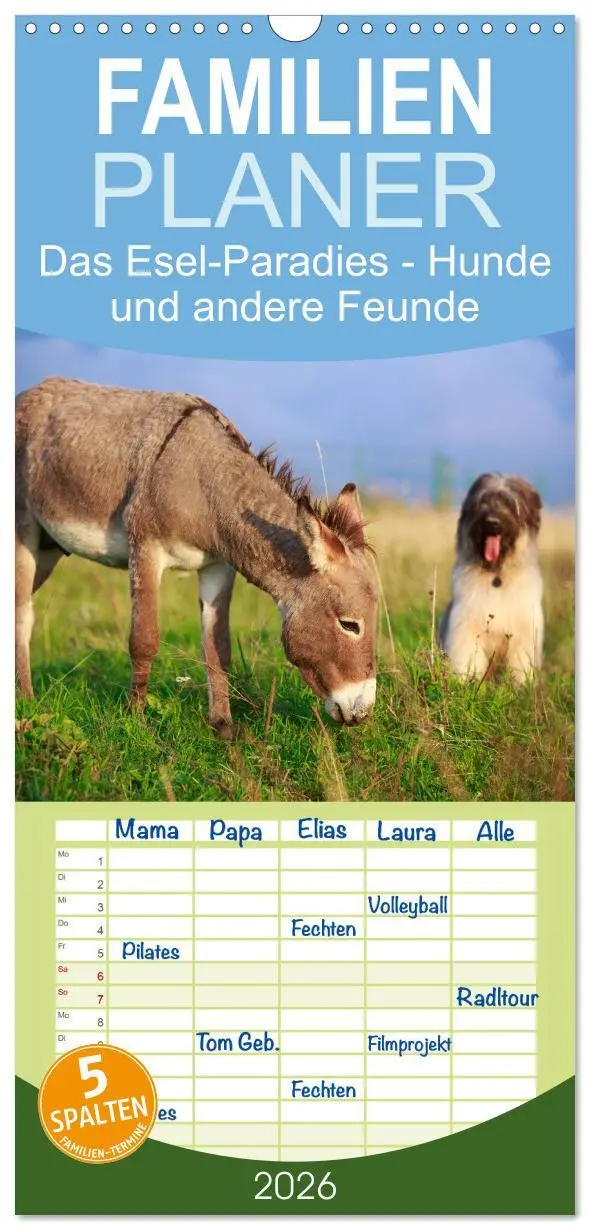 Cover: 9783516512205 | Familienplaner 2026 - Das Esel-Paradies - Hunde und andere Feunde...