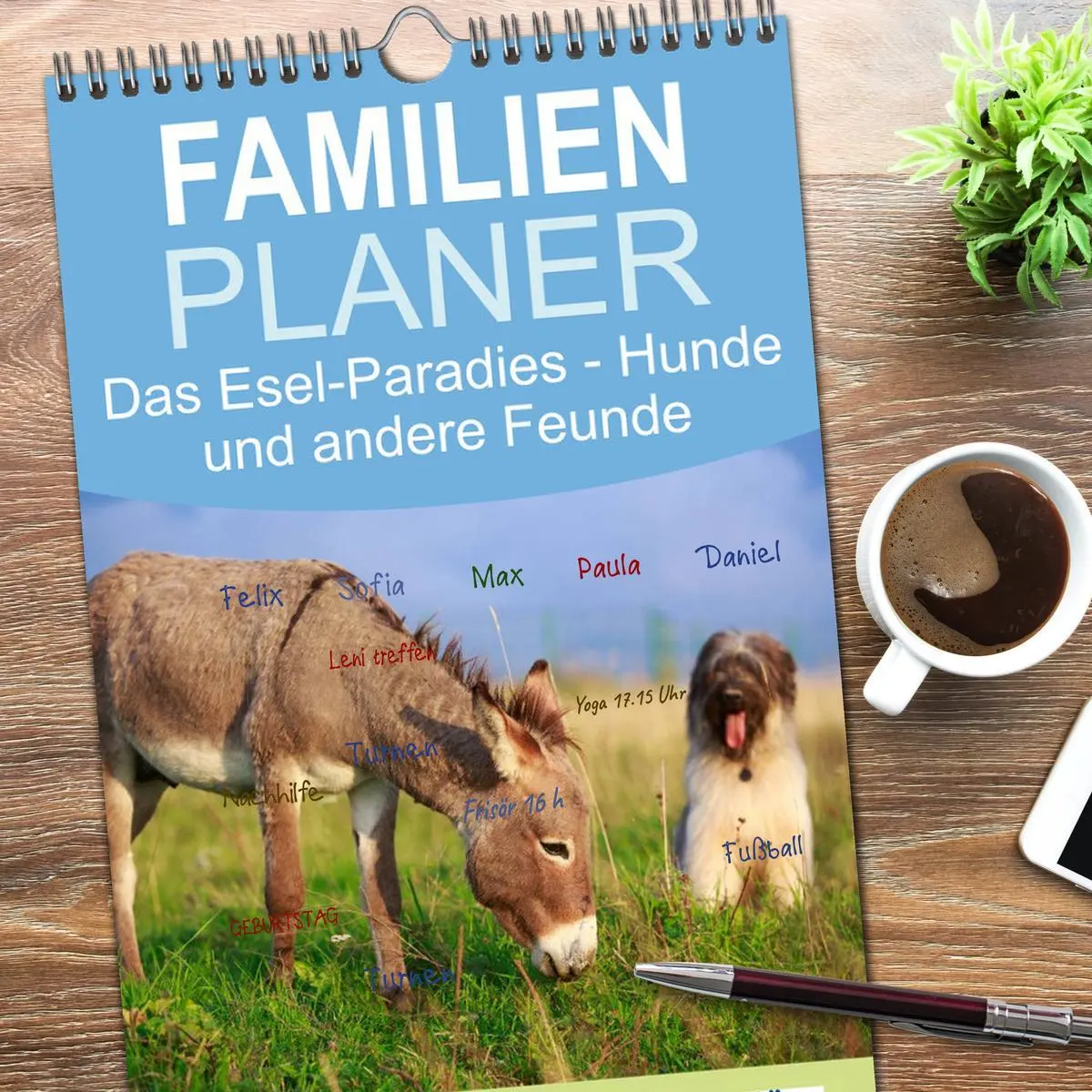 Bild: 9783516512205 | Familienplaner 2026 - Das Esel-Paradies - Hunde und andere Feunde...