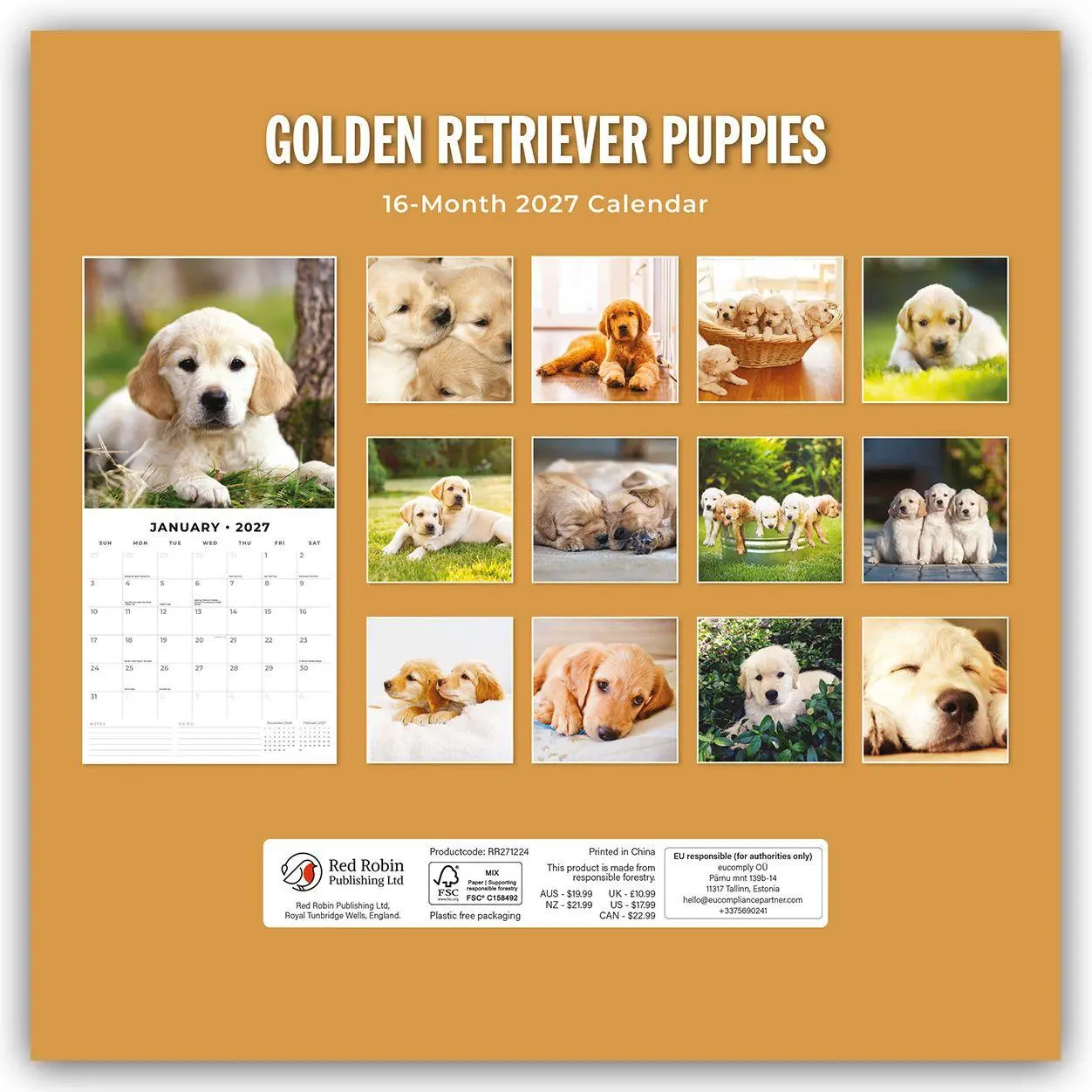 Rückseite: 9781837012305 | Golden Retriever Puppies - Golden Retriever Welpen 2027 -...