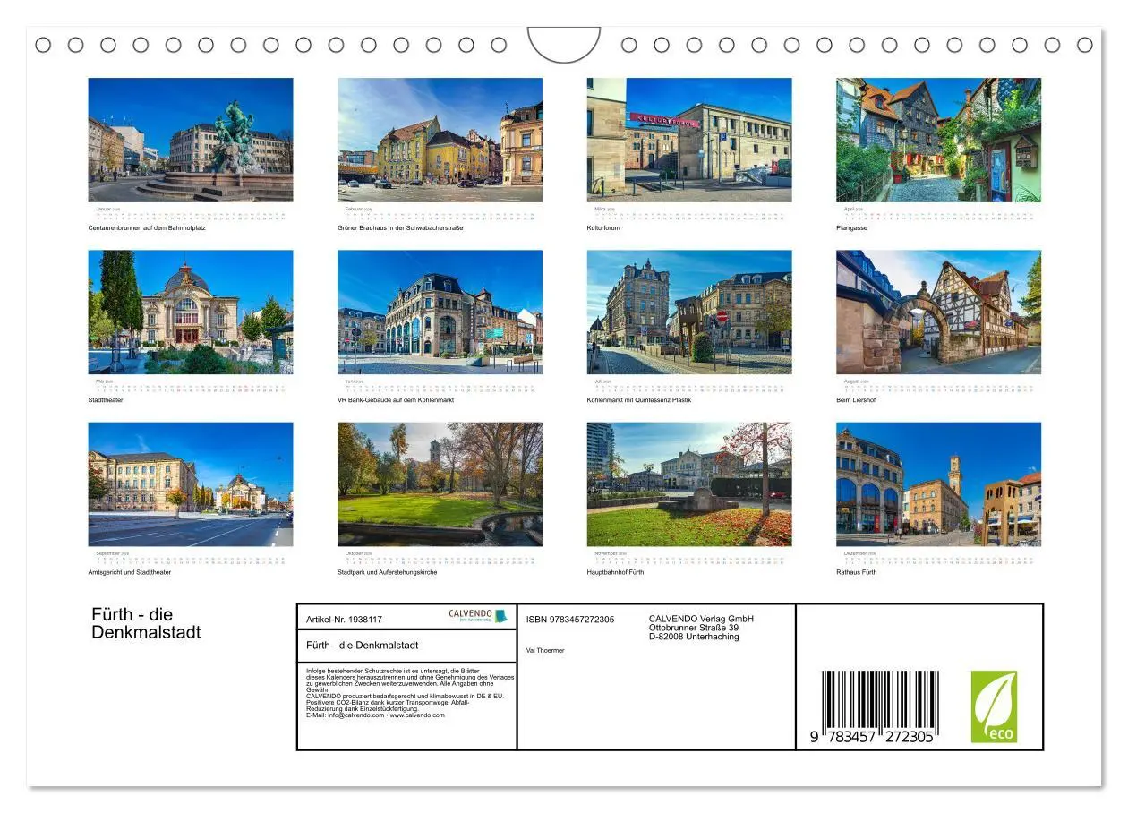 Bild: 9783457272305 | Fürth - die Denkmalstadt (Wandkalender 2026 DIN A4 quer), CALVENDO...