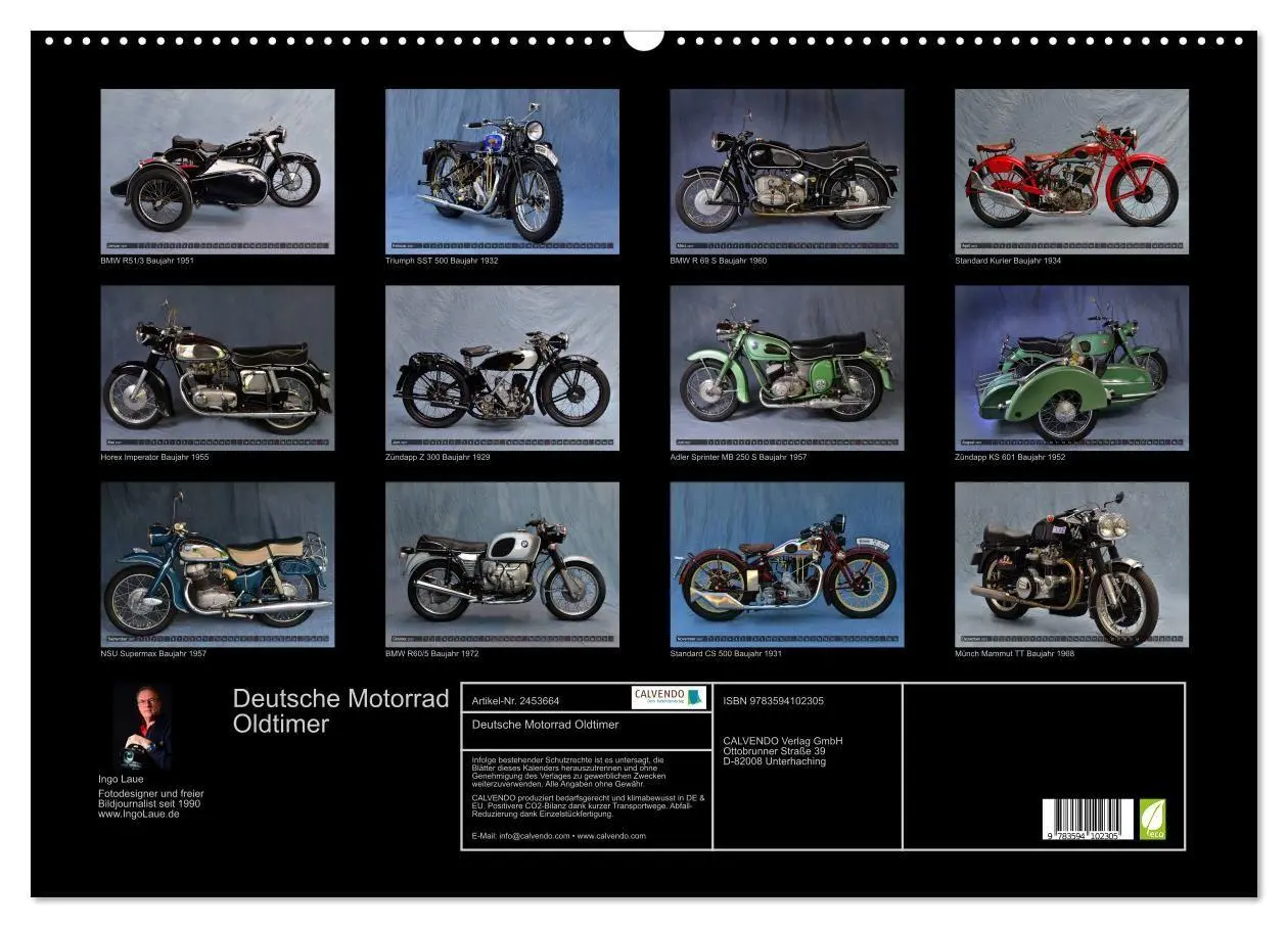 Bild: 9783594102305 | Deutsche Motorrad Oldtimer (Wandkalender 2027 DIN A2 quer),...