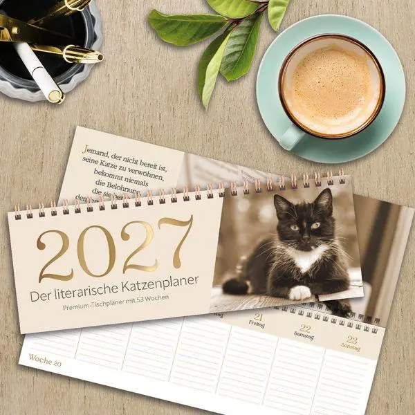 Bild: 9783819302305 | Der literarische Katzenplaner Tischquerkalender 2027 | Korsch Verlag