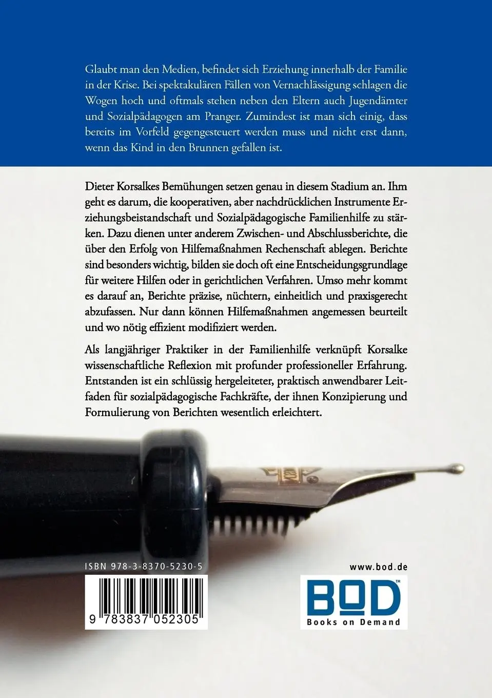 Rückseite: 9783837052305 | Sozialpädagogische Fallanalyse und Bericht | Dieter Korsalke | Buch