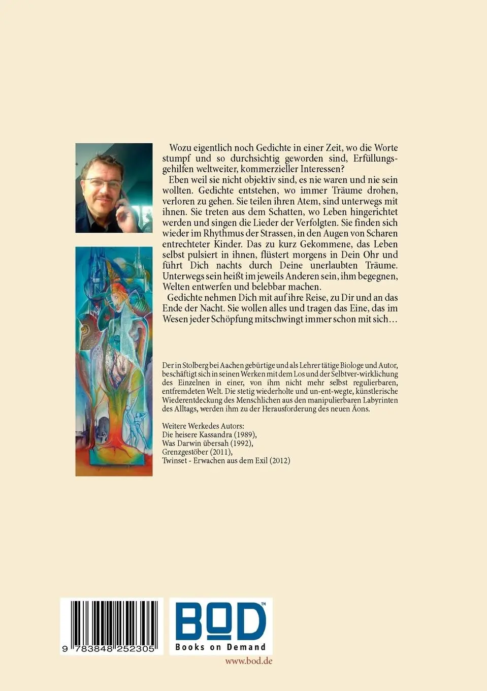 Rückseite: 9783848252305 | Tanz ans Ende der Nacht | Gedichte / Lyrics | F. Joseph Ahmann | Buch
