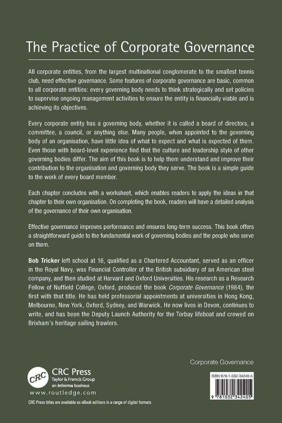 Rückseite: 9781032342405 | The Practice of Corporate Governance | Bob Tricker | Taschenbuch