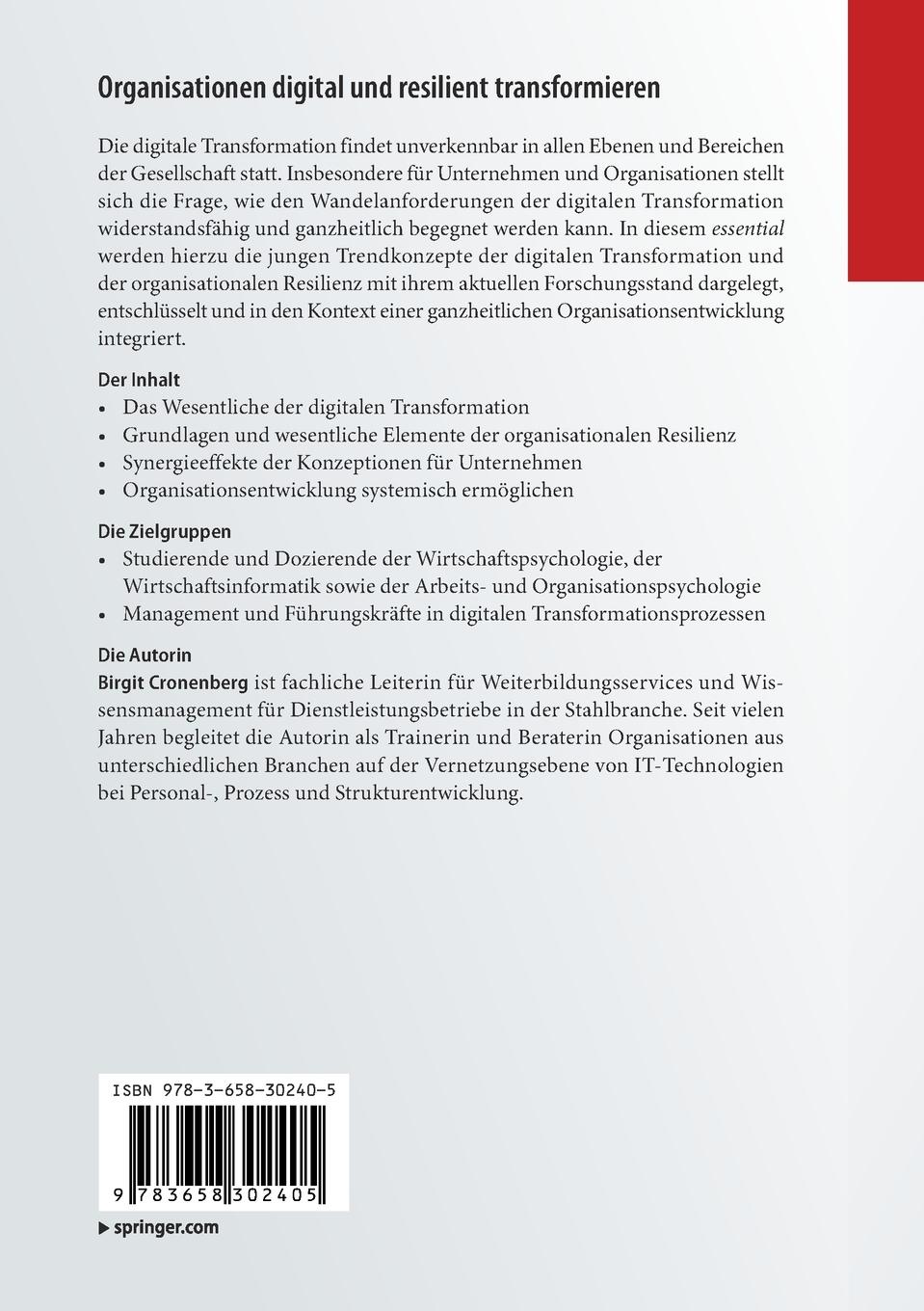 Rückseite: 9783658302405 | Organisationen digital und resilient transformieren | Cronenberg | vii