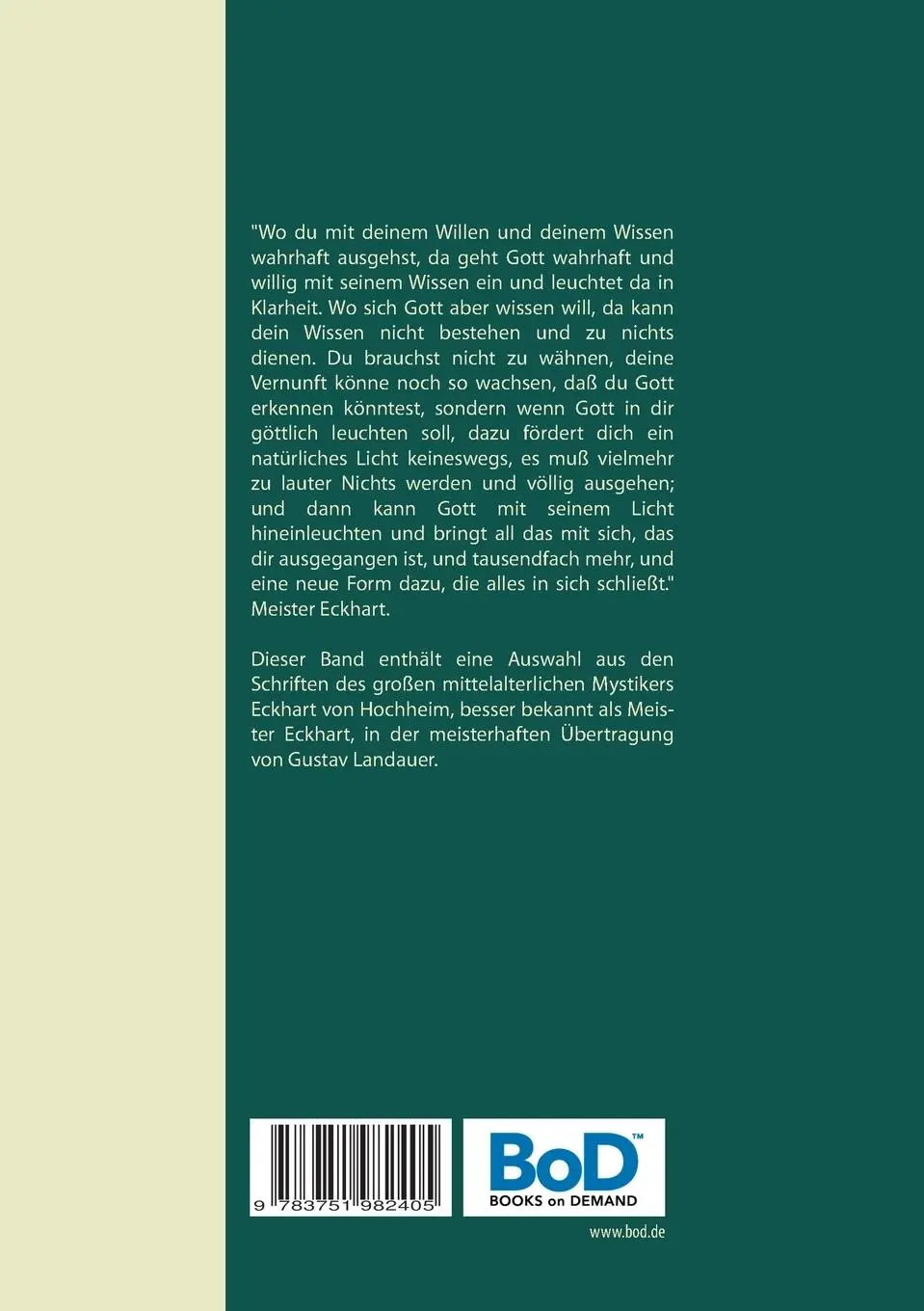 Rückseite: 9783751982405 | Vom innersten Grunde - Mystische Schriften | Meister Eckhart | Buch