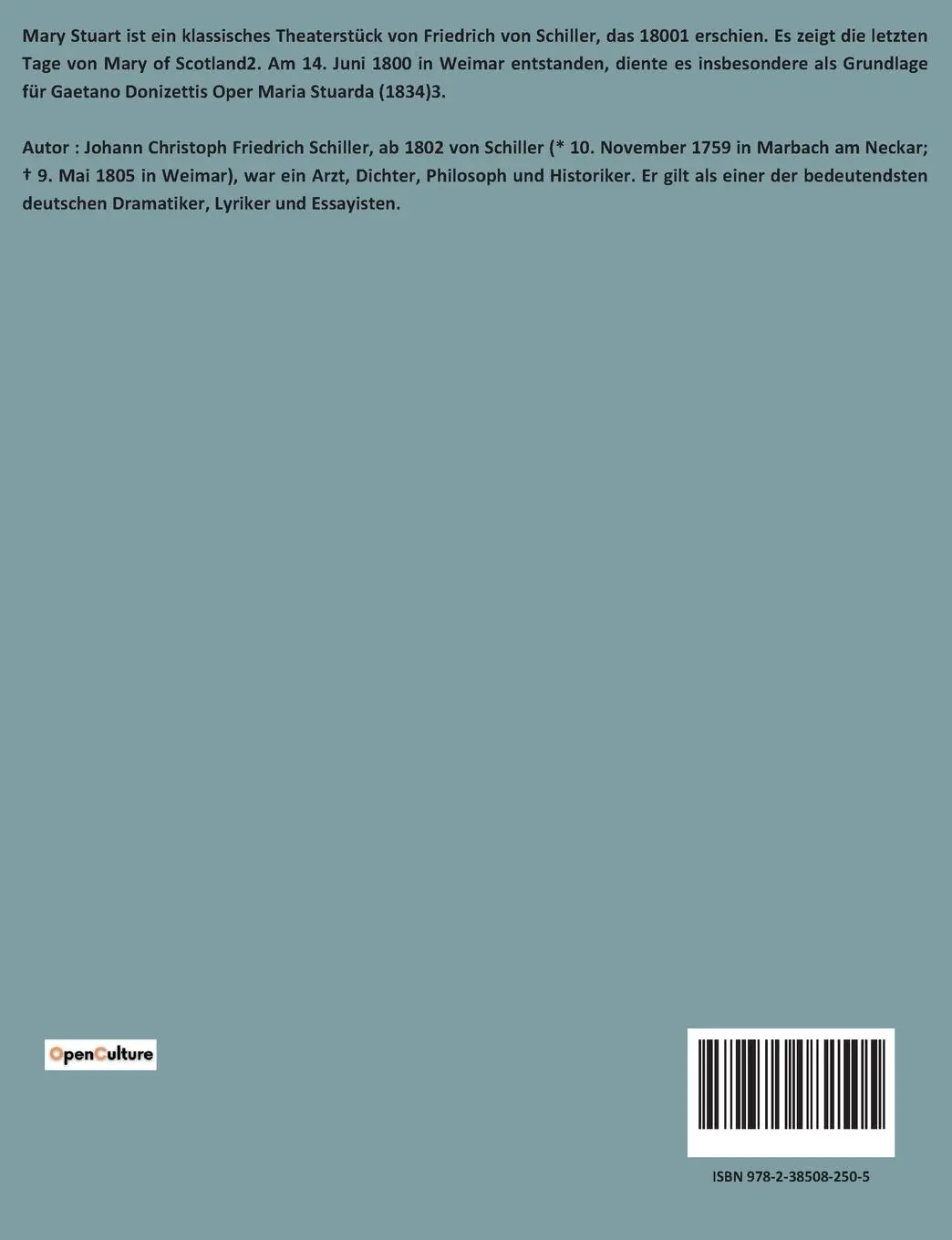 Rückseite: 9782385082505 | Maria Stuart | Friedrich Schiller | Taschenbuch | 140 S. | Deutsch