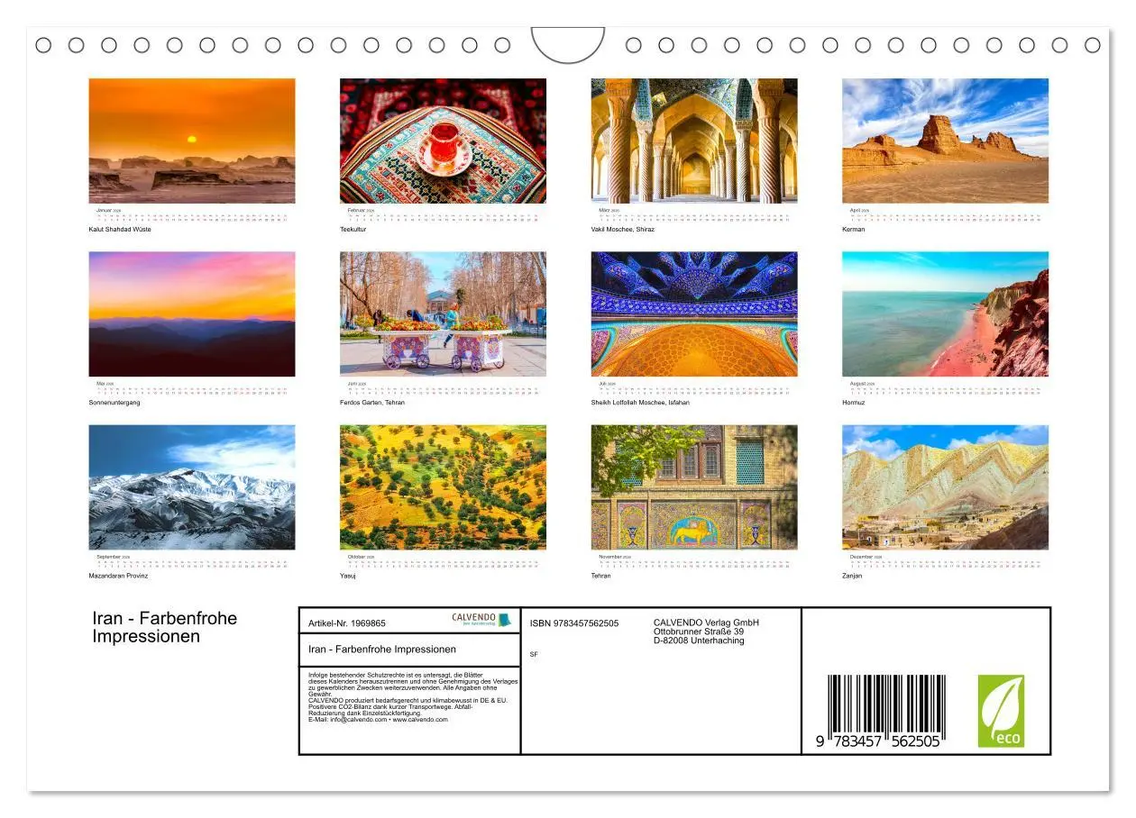 Bild: 9783457562505 | Iran - Farbenfrohe Impressionen (Wandkalender 2026 DIN A4 quer),...