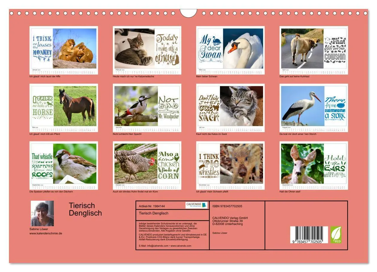 Bild: 9783457702505 | Tierisch Denglisch (Wandkalender 2026 DIN A3 quer), CALVENDO...