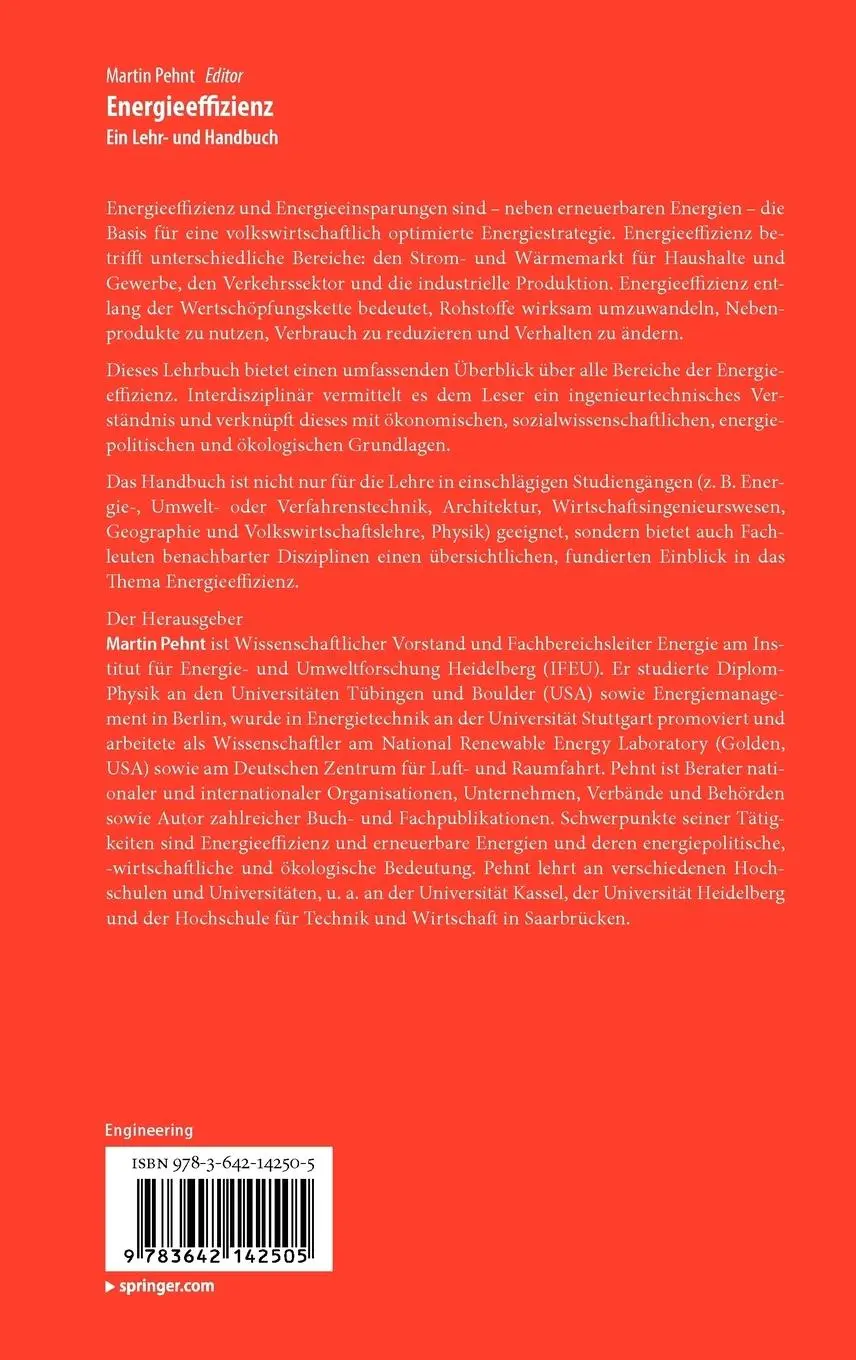 Rückseite: 9783642142505 | Energieeffizienz | Ein Lehr- und Handbuch | Martin Pehnt | Buch | 2010