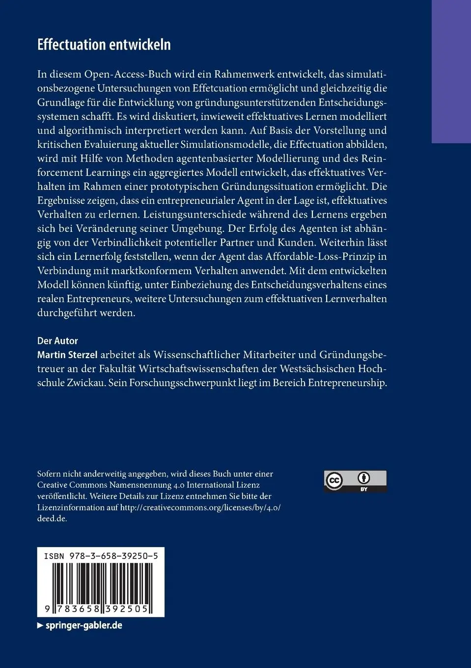 Rückseite: 9783658392505 | Effectuation entwickeln | Martin Sterzel | Taschenbuch | xxix | 2022