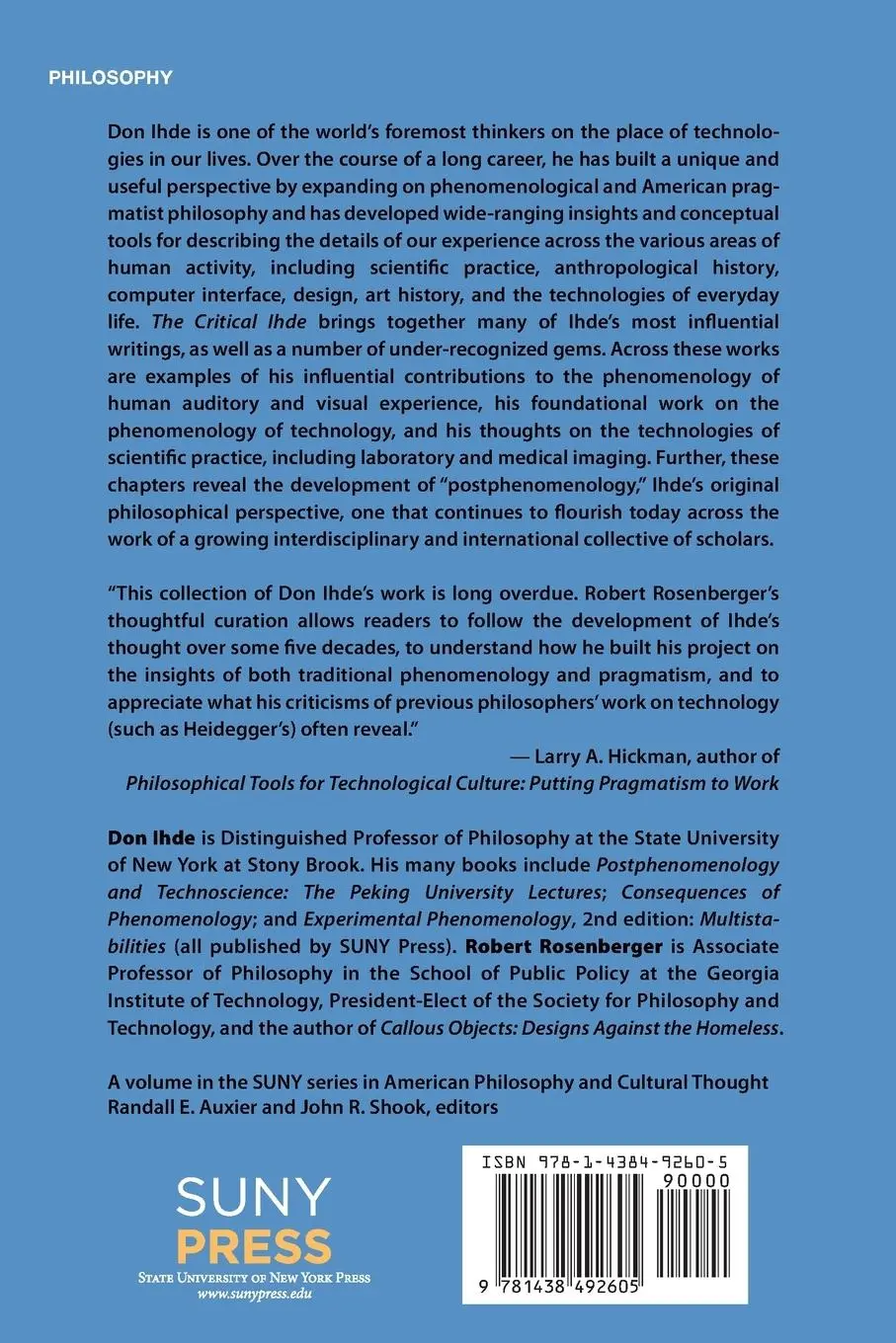 Rückseite: 9781438492605 | The Critical Ihde | Don Ihde | Taschenbuch | Englisch | 2023