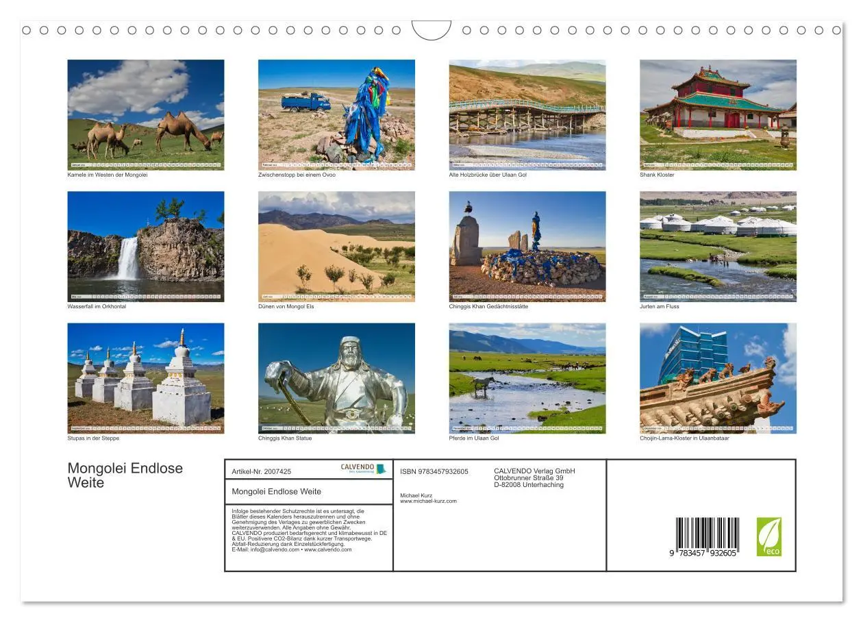 Bild: 9783457932605 | Mongolei Endlose Weite (Wandkalender 2026 DIN A3 quer), CALVENDO...