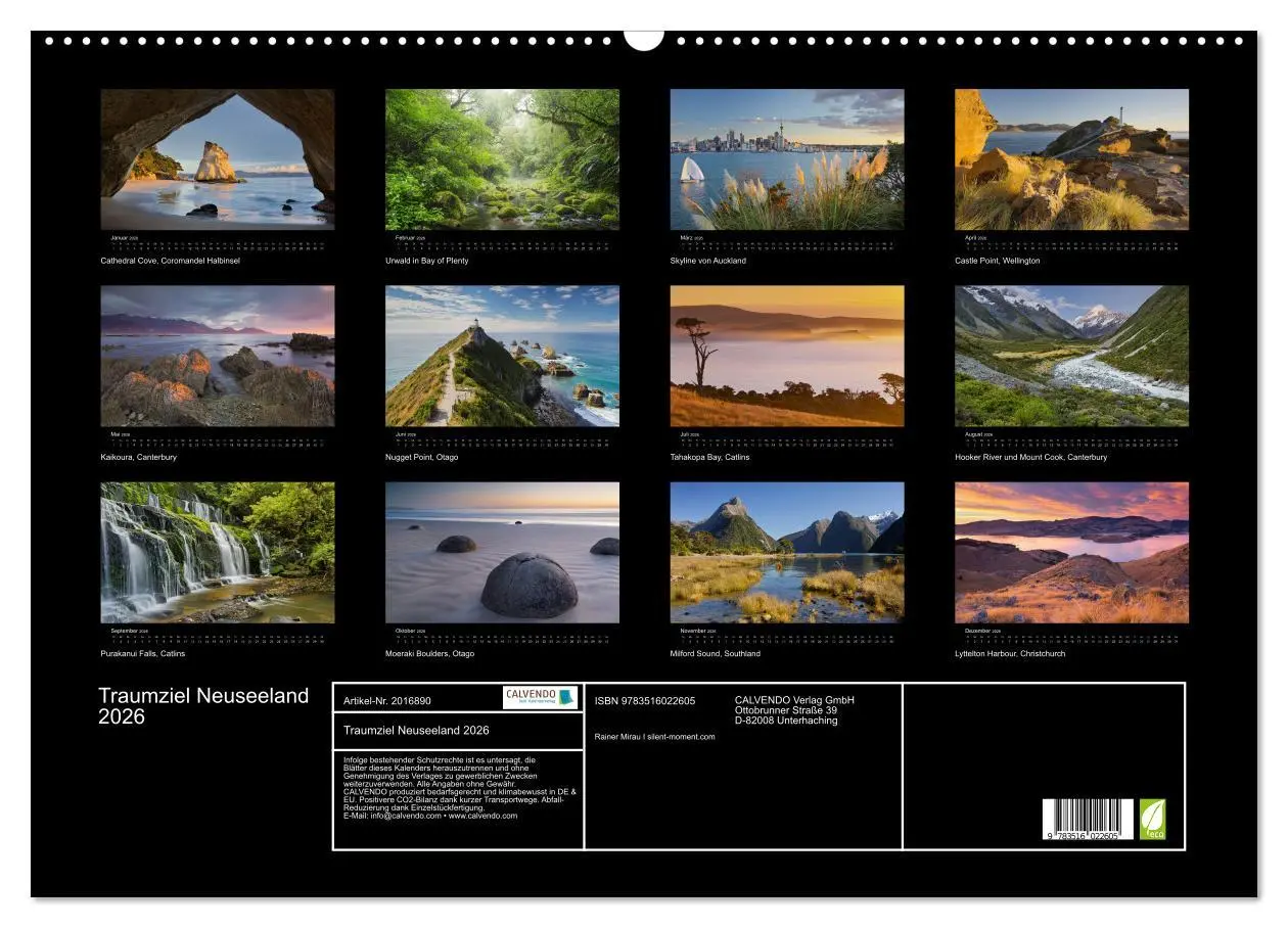 Bild: 9783516022605 | Traumziel Neuseeland 2026 (Wandkalender 2026 DIN A2 quer), CALVENDO...
