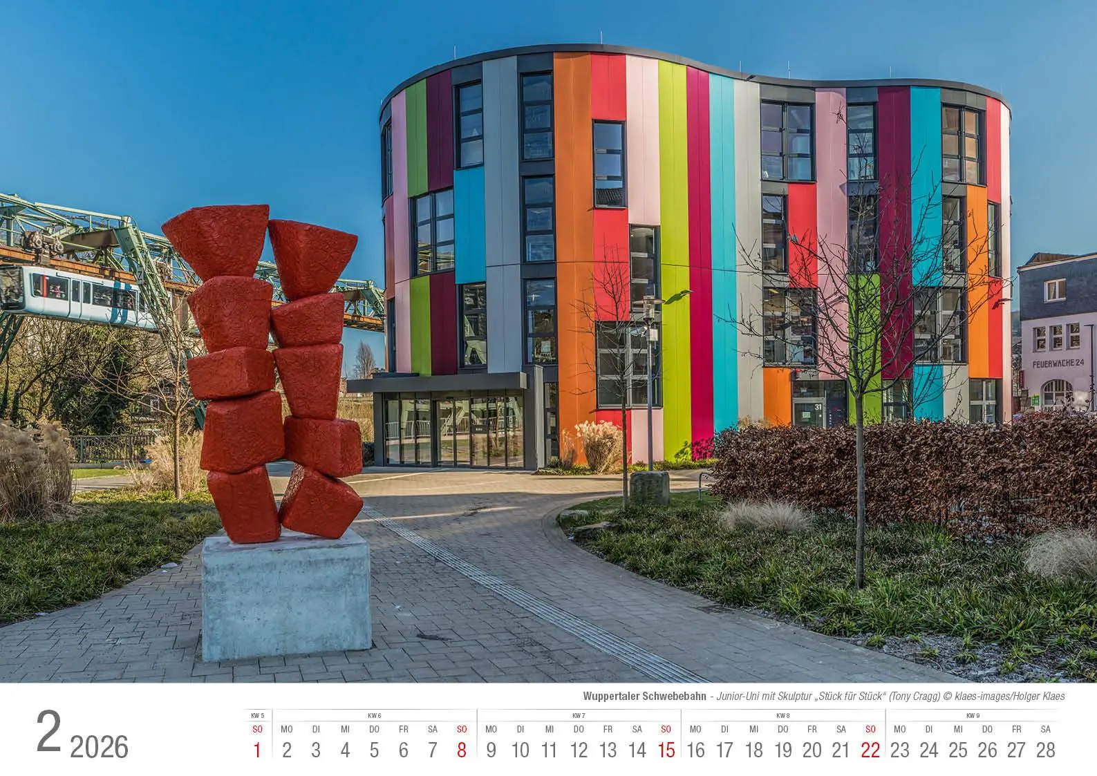 Bild: 9783965352605 | Wuppertaler Schwebebahn 2026 Bildkalender A3 Spiralbindung | Klaes
