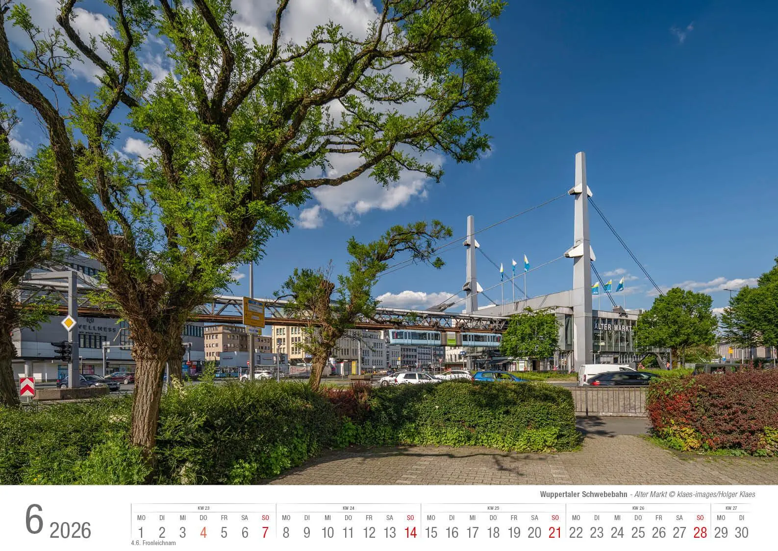 Bild: 9783965352605 | Wuppertaler Schwebebahn 2026 Bildkalender A3 Spiralbindung | Klaes