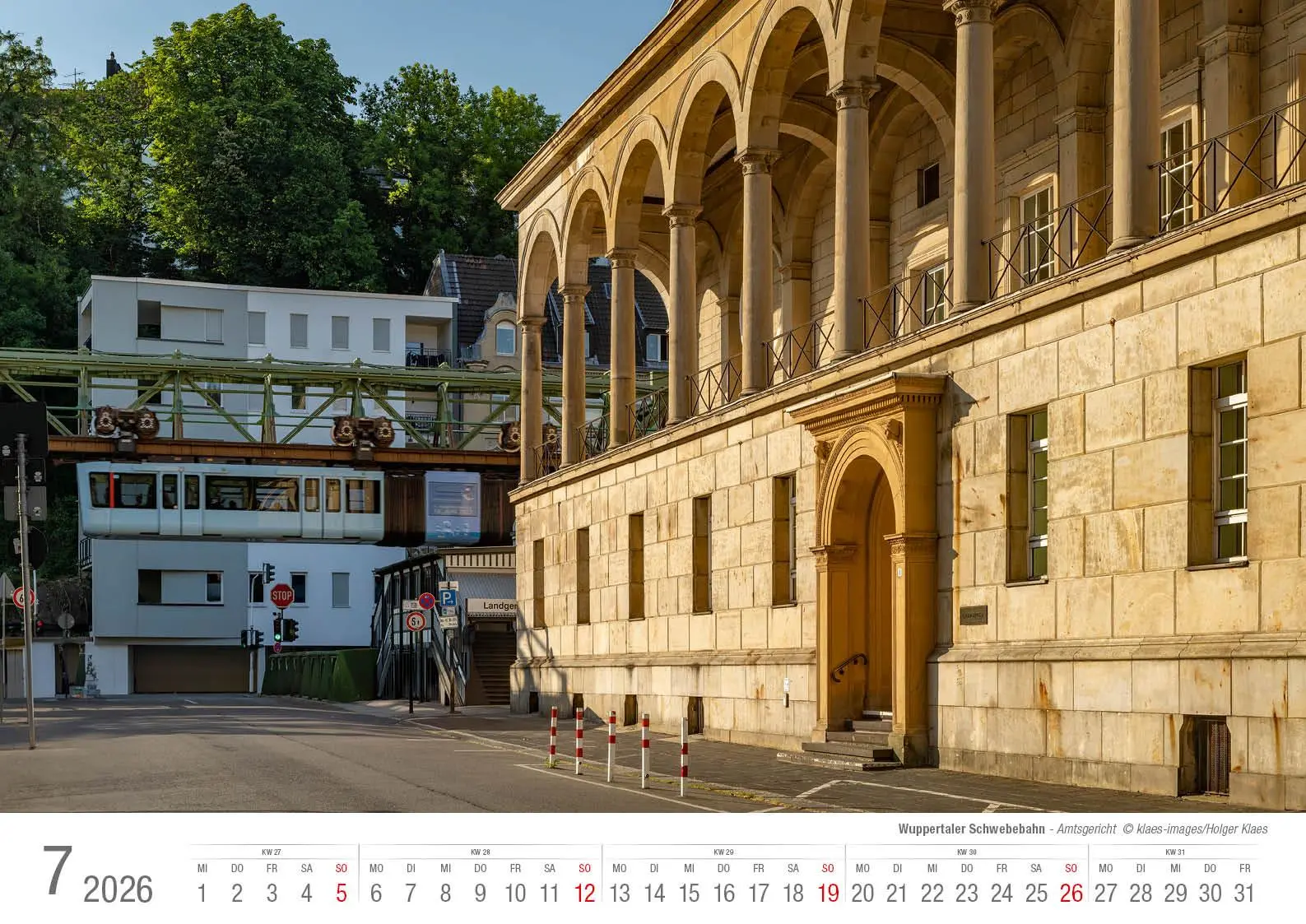 Bild: 9783965352605 | Wuppertaler Schwebebahn 2026 Bildkalender A3 Spiralbindung | Klaes