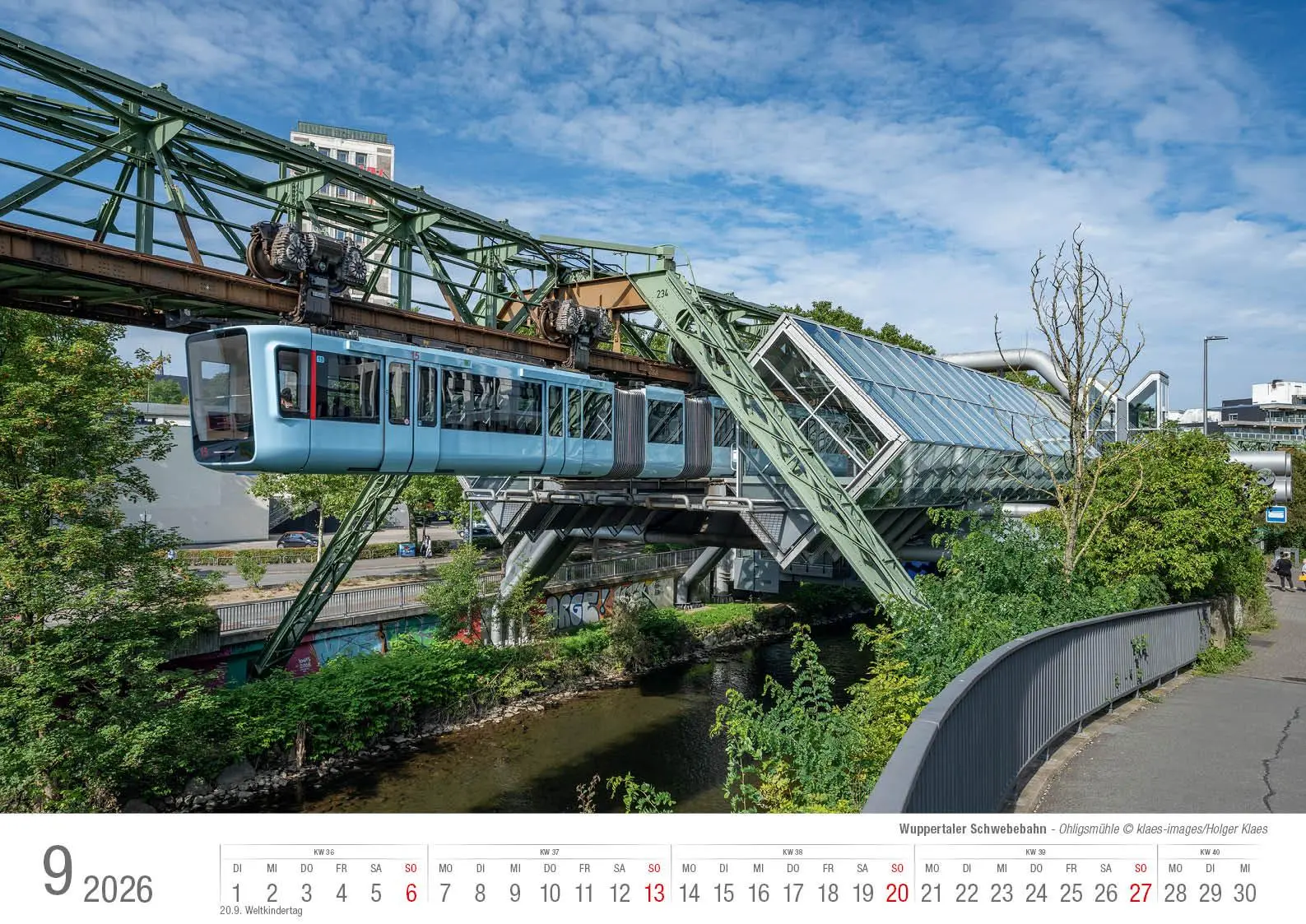 Bild: 9783965352605 | Wuppertaler Schwebebahn 2026 Bildkalender A3 Spiralbindung | Klaes
