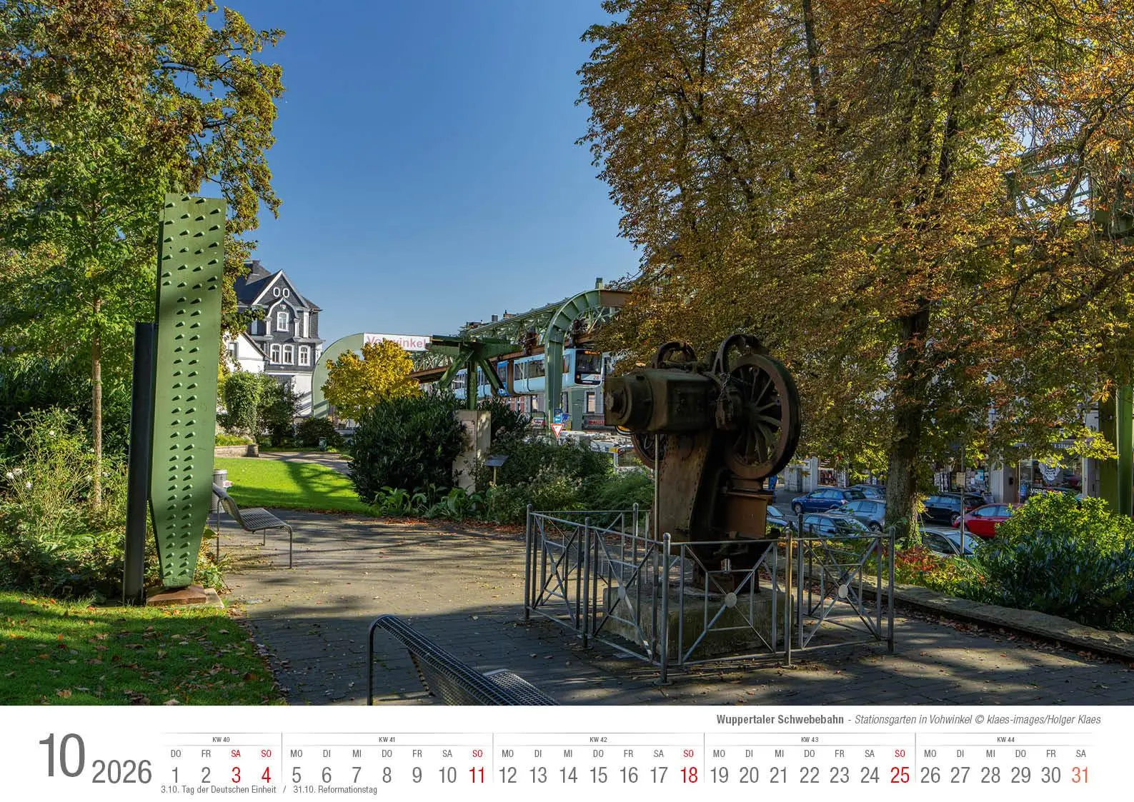 Bild: 9783965352605 | Wuppertaler Schwebebahn 2026 Bildkalender A3 Spiralbindung | Klaes