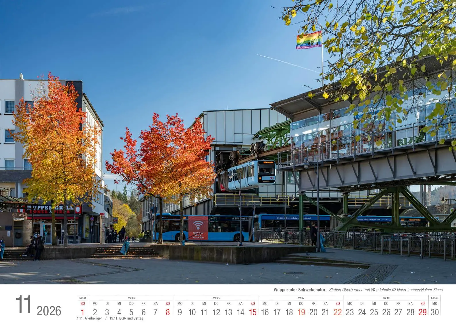 Bild: 9783965352605 | Wuppertaler Schwebebahn 2026 Bildkalender A3 Spiralbindung | Klaes
