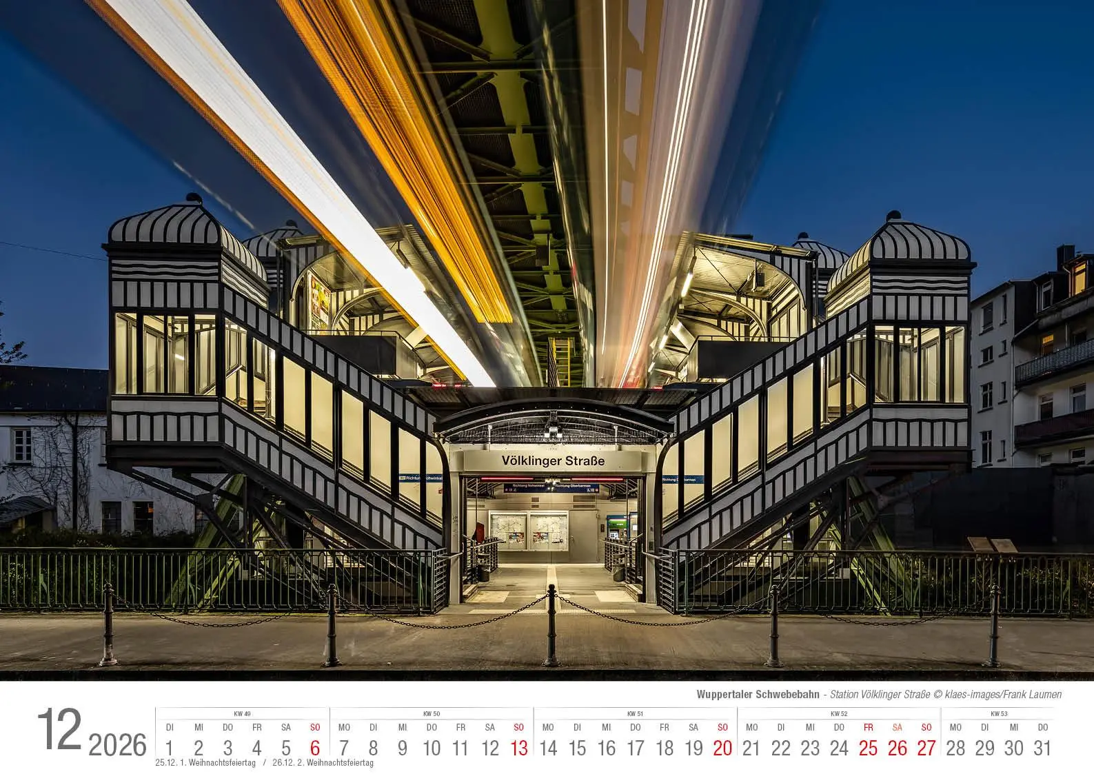 Bild: 9783965352605 | Wuppertaler Schwebebahn 2026 Bildkalender A3 Spiralbindung | Klaes