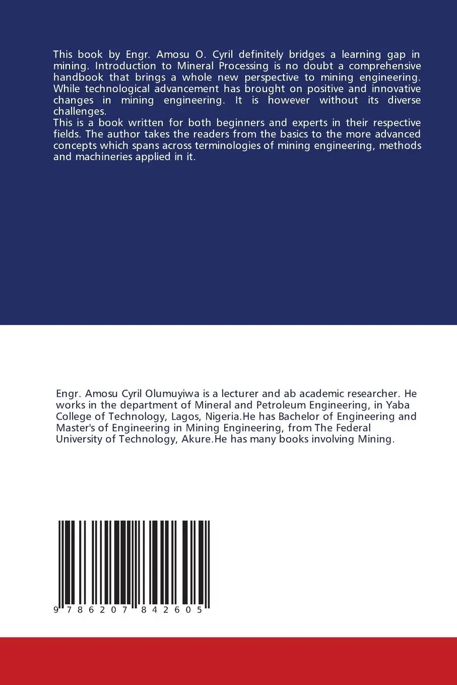 Rückseite: 9786207842605 | MINERAL PROCESSING AND EXTRACTIVE METALLURGY | Cyril Amosu | Buch