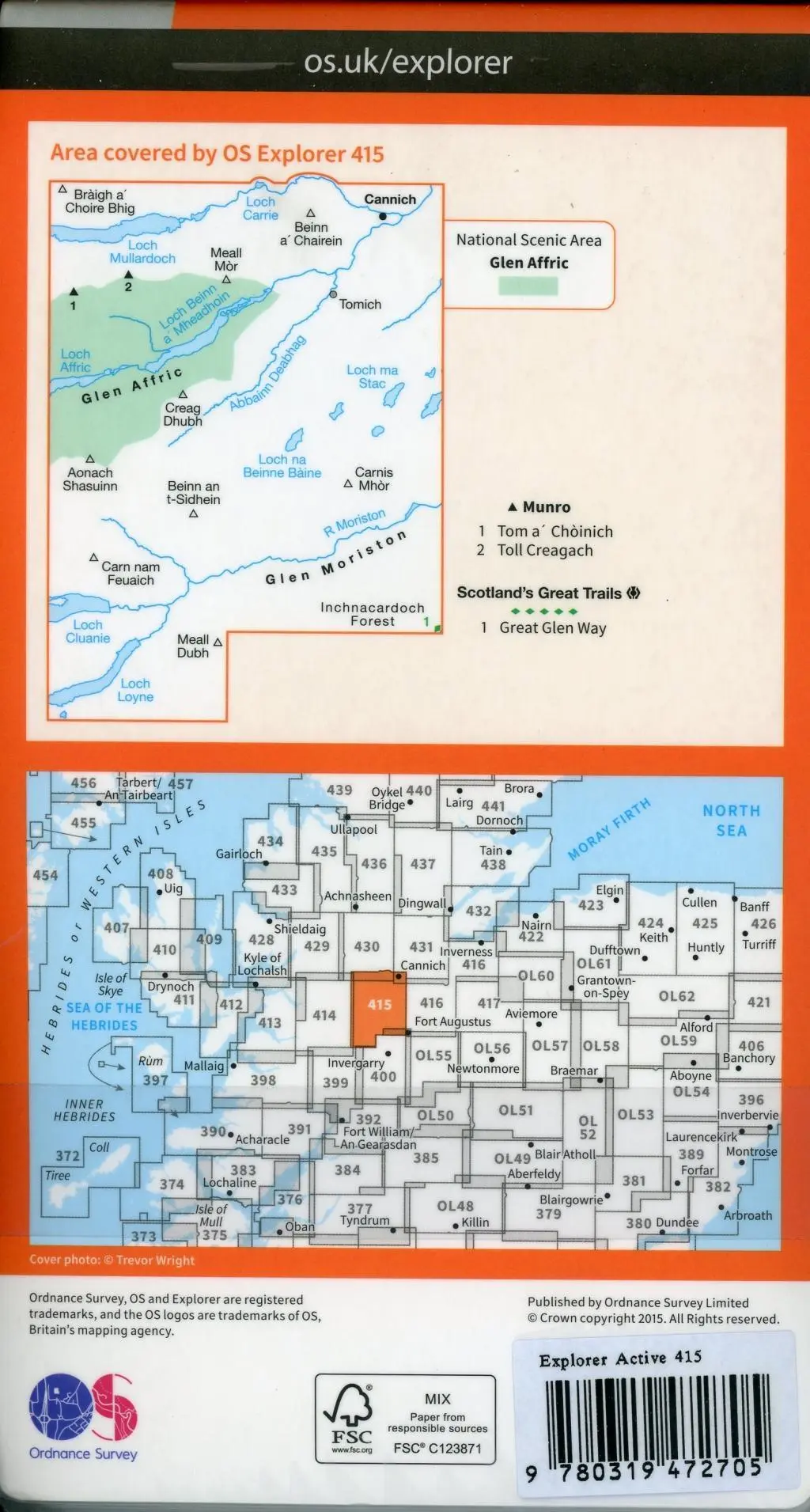 Bild: 9780319472705 | Glen Affric and Glen Moriston | Ordnance Survey | (Land-)Karte | 2015