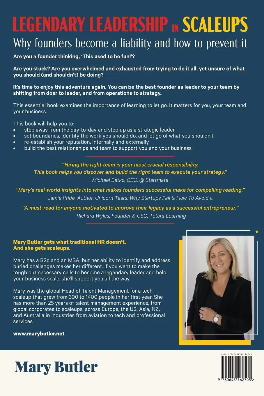 Rückseite: 9780645562705 | Legendary Leadership in Scaleups | Mary Butler | Taschenbuch | 2022