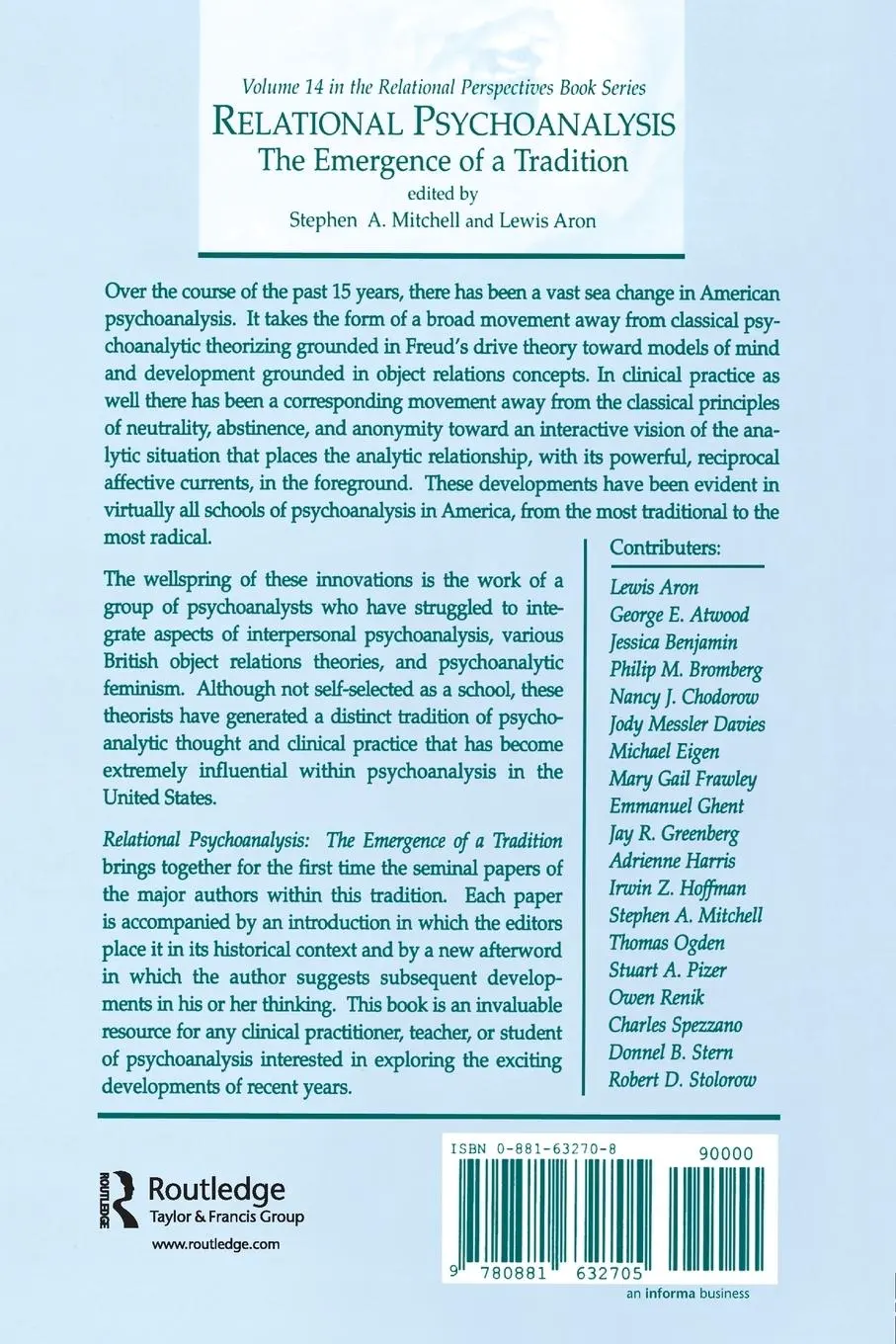 Rückseite: 9780881632705 | Relational Psychoanalysis, Volume 14 | The Emergence of a Tradition
