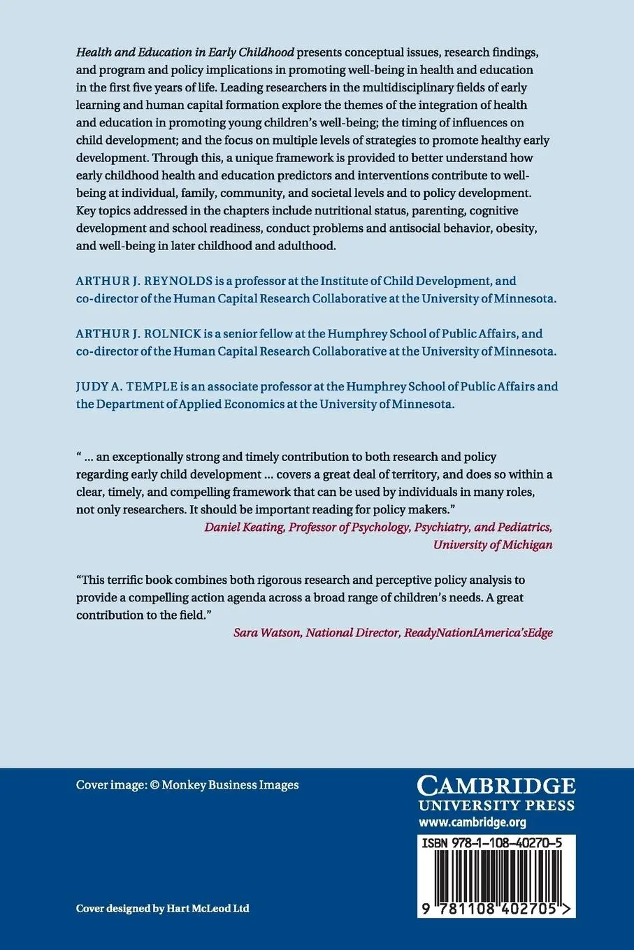 Rückseite: 9781108402705 | Health and Education in Early Childhood | Arthur Reynolds (u. a.)