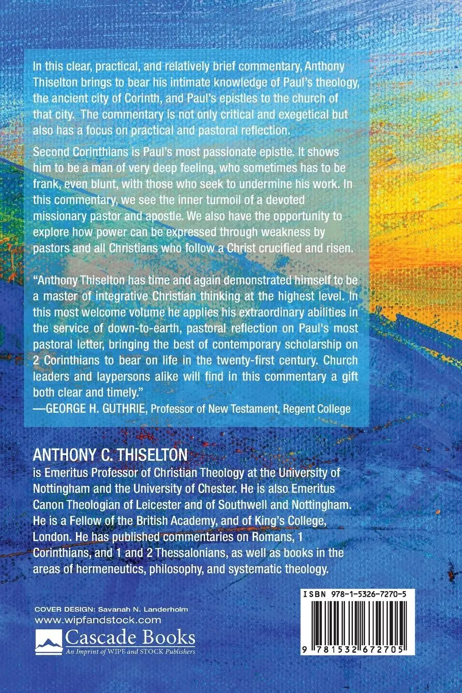 Rückseite: 9781532672705 | 2 Corinthians | A Short Exegetical and Pastoral Commentary | Thiselton