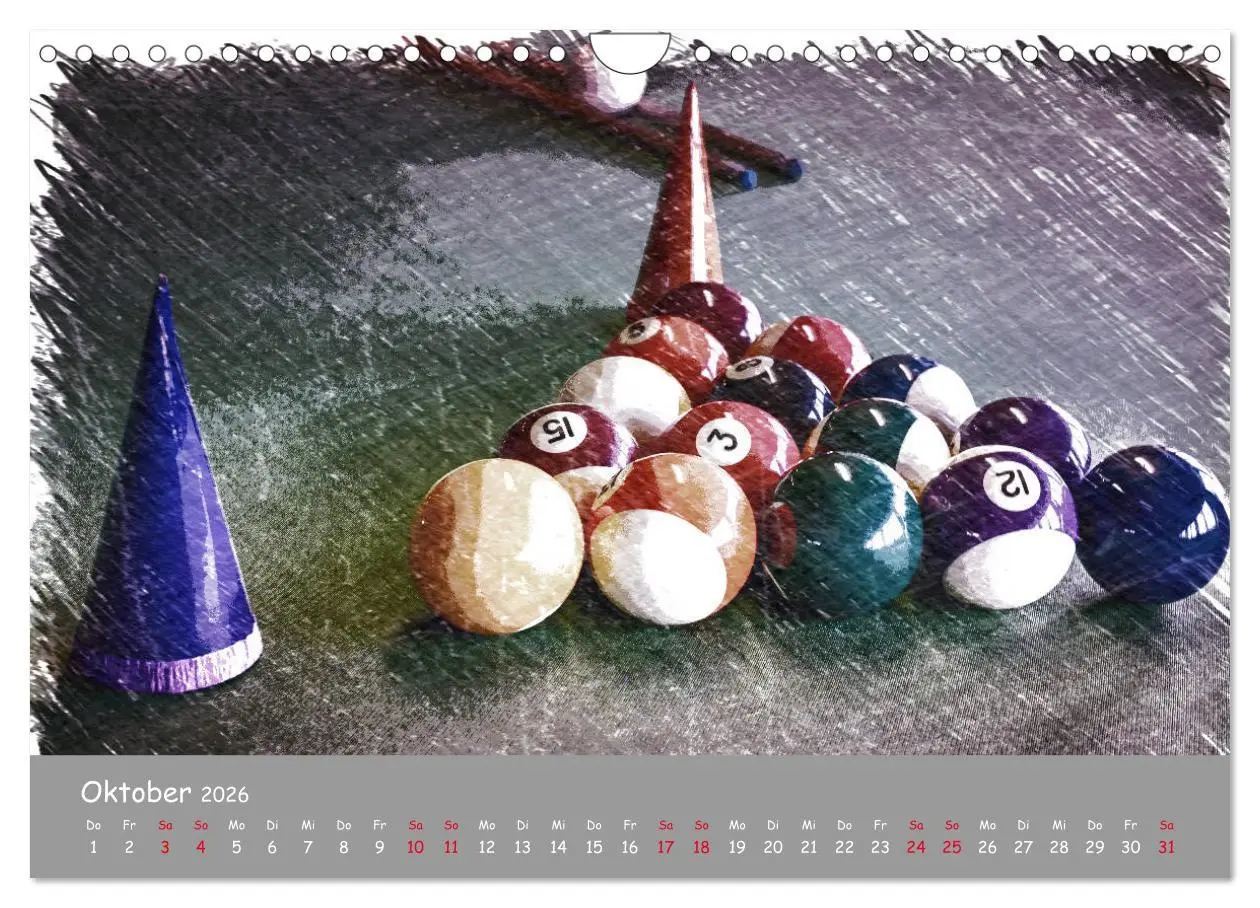 Bild: 9783457782705 | Freizeit Billard - Queue, Kugeln, Kreide und Tisch (Wandkalender...