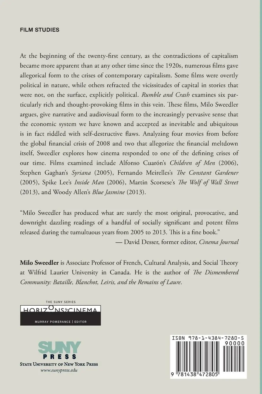 Rückseite: 9781438472805 | Rumble and Crash | Crises of Capitalism in Contemporary Film | Buch