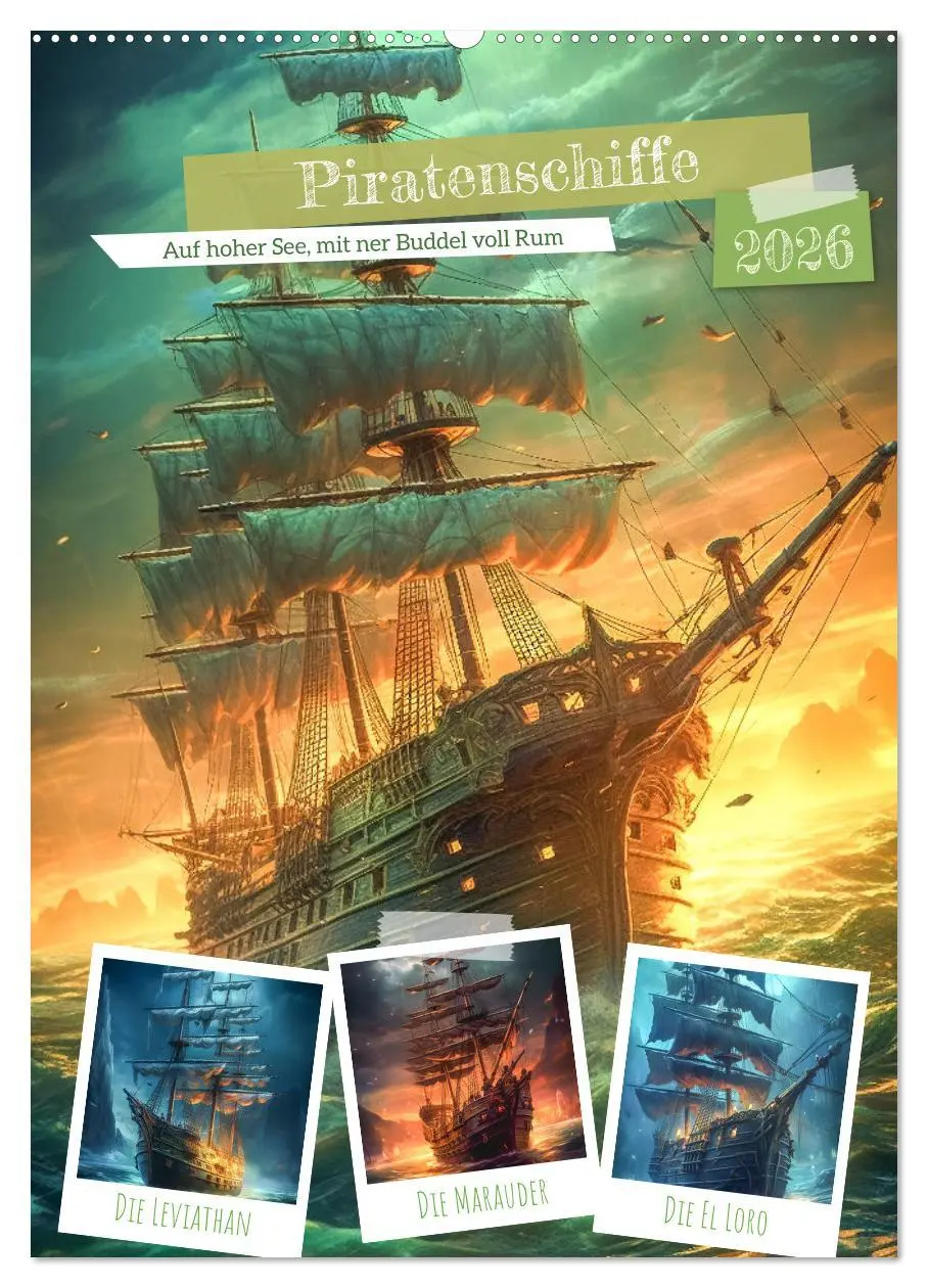 Cover: 9783516312805 | Piratenschiffe (Wandkalender 2026 DIN A2 hoch), CALVENDO...