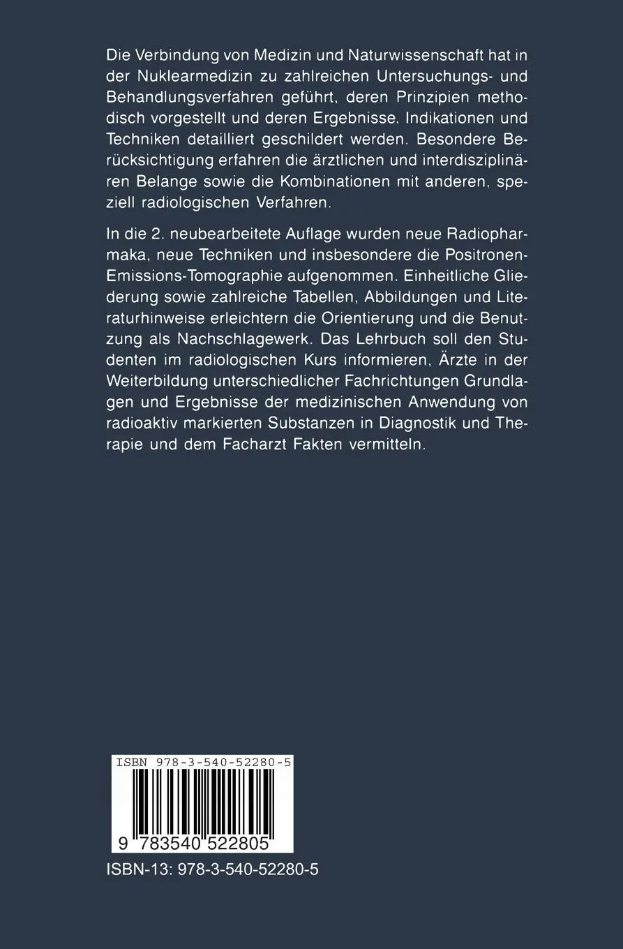 Rückseite: 9783540522805 | Nuklearmedizin | Karl Zum Winkel | Taschenbuch | xx | Deutsch | 1990