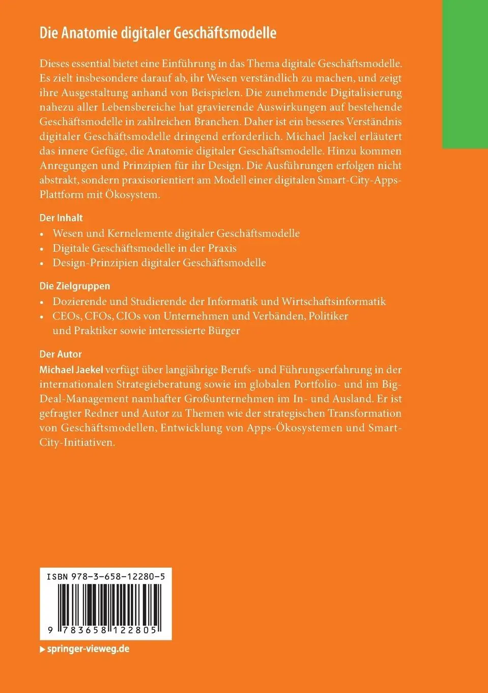 Rückseite: 9783658122805 | Die Anatomie digitaler Geschäftsmodelle | Michael Jaekel | Taschenbuch