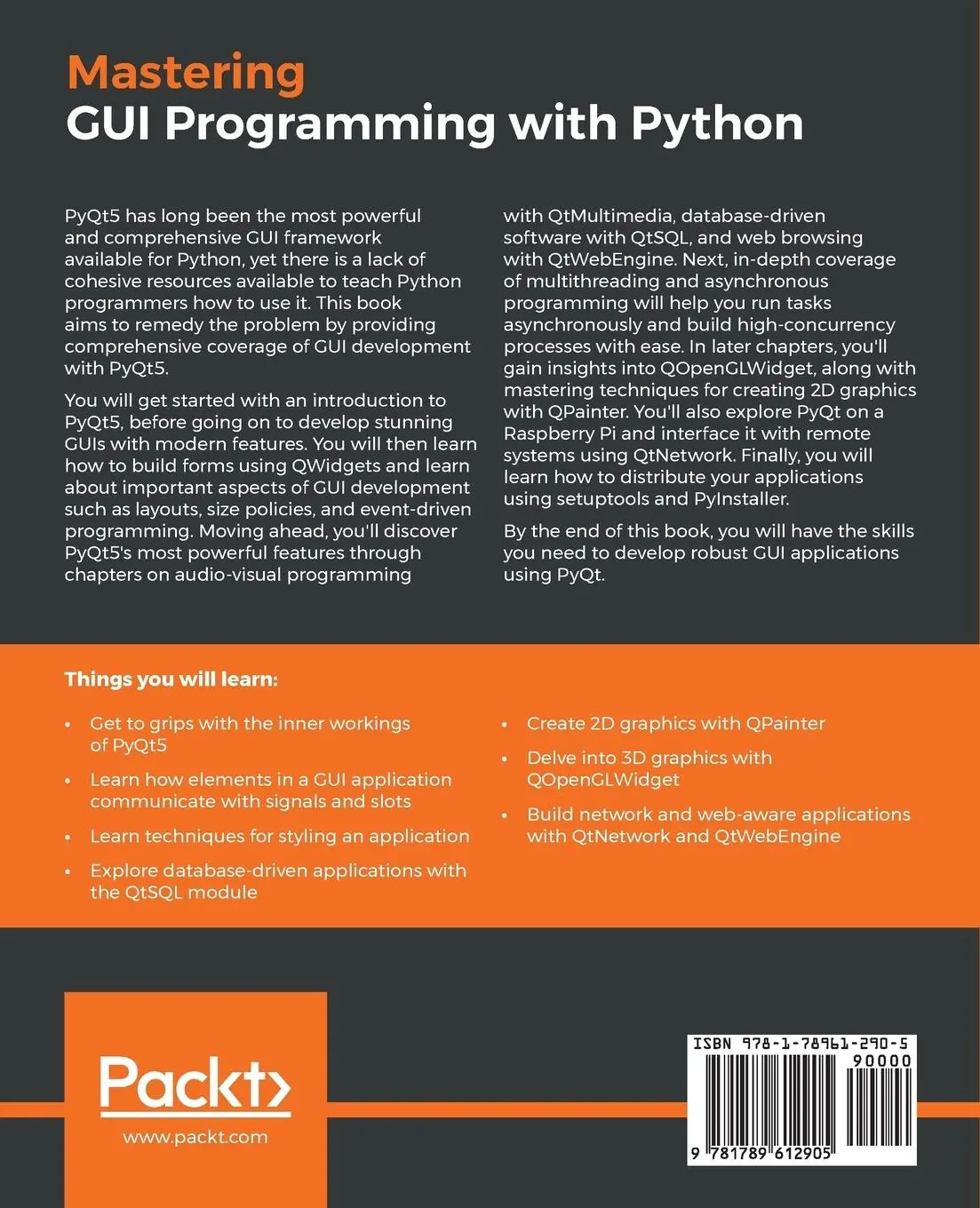 Rückseite: 9781789612905 | Mastering GUI Programming with Python | Alan D. Moore | Taschenbuch