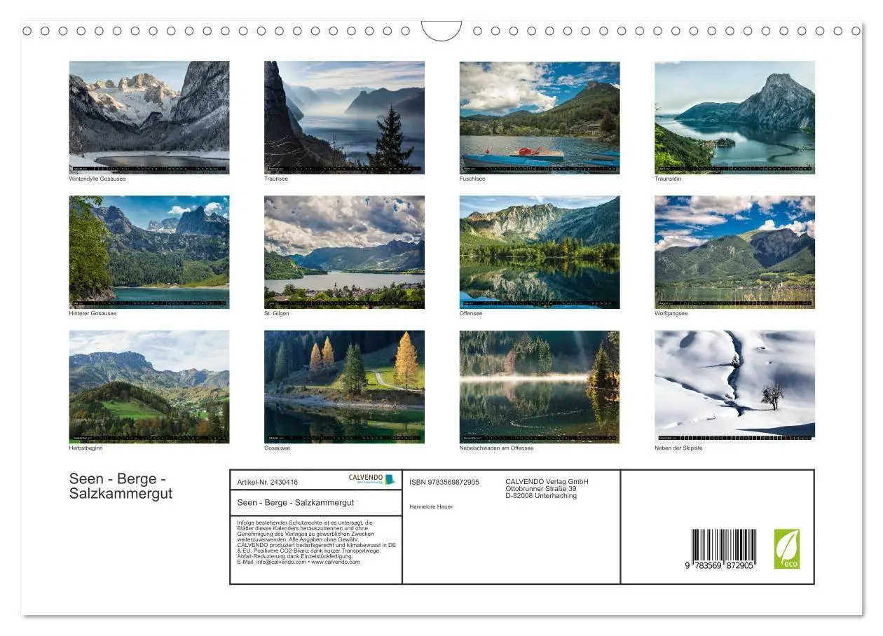 Bild: 9783569872905 | Seen - Berge - Salzkammergut (Wandkalender 2027 DIN A3 quer),...