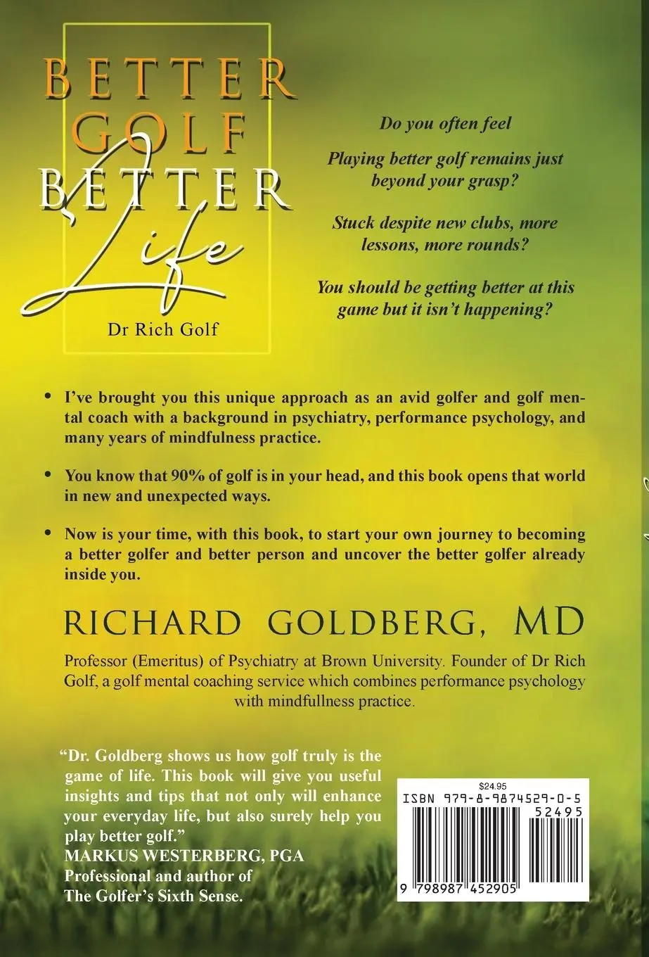 Rückseite: 9798987452905 | Better Golf Better Life | Unlocking The Transformative Power Of Golf