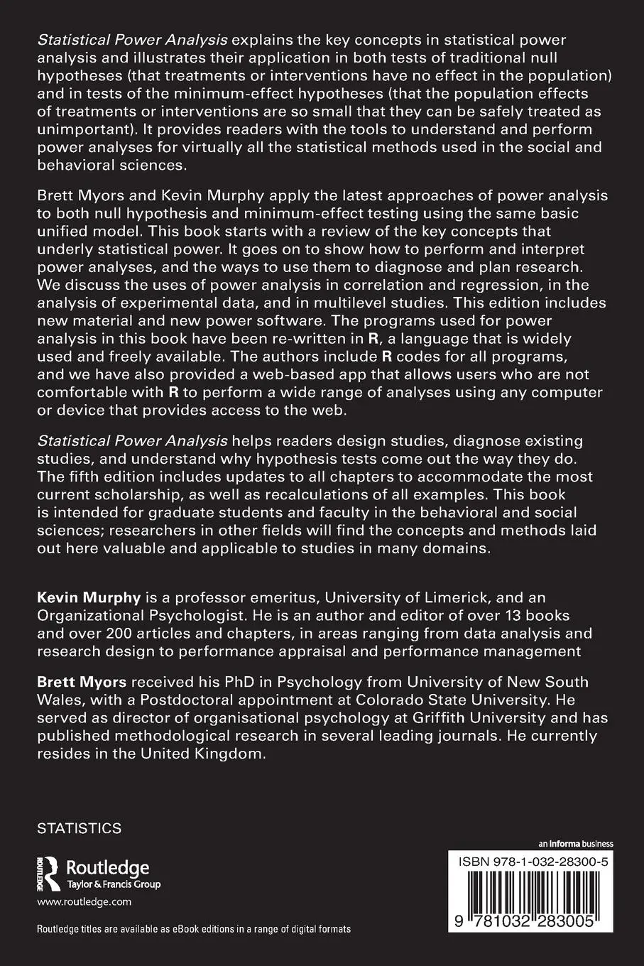 Rückseite: 9781032283005 | Statistical Power Analysis | Brett Myors (u. a.) | Taschenbuch | 2023